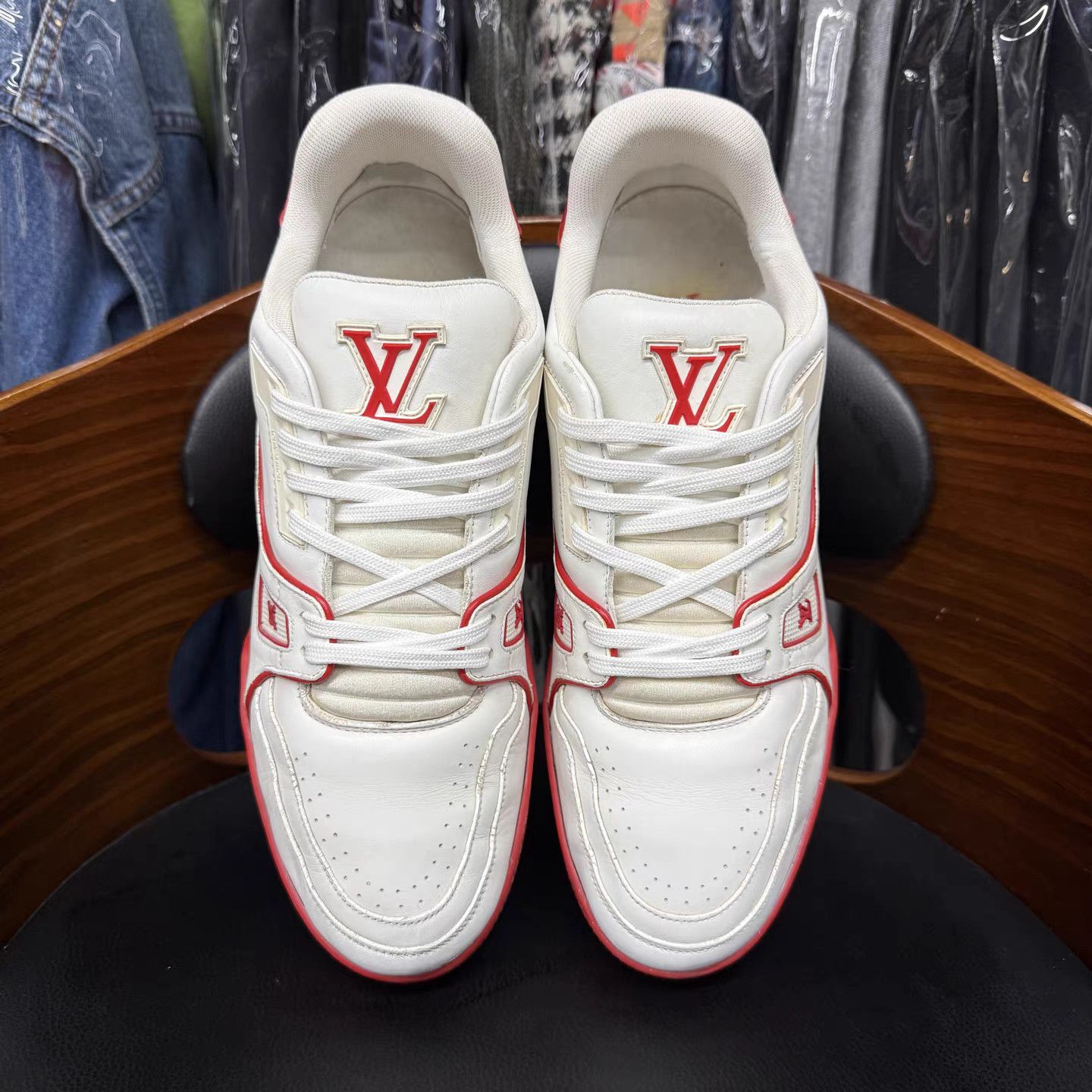 Louis Vuitton LV Trainer White & Red Sneakers K15 Size US 8 / EU 41 - 5 Thumbnail