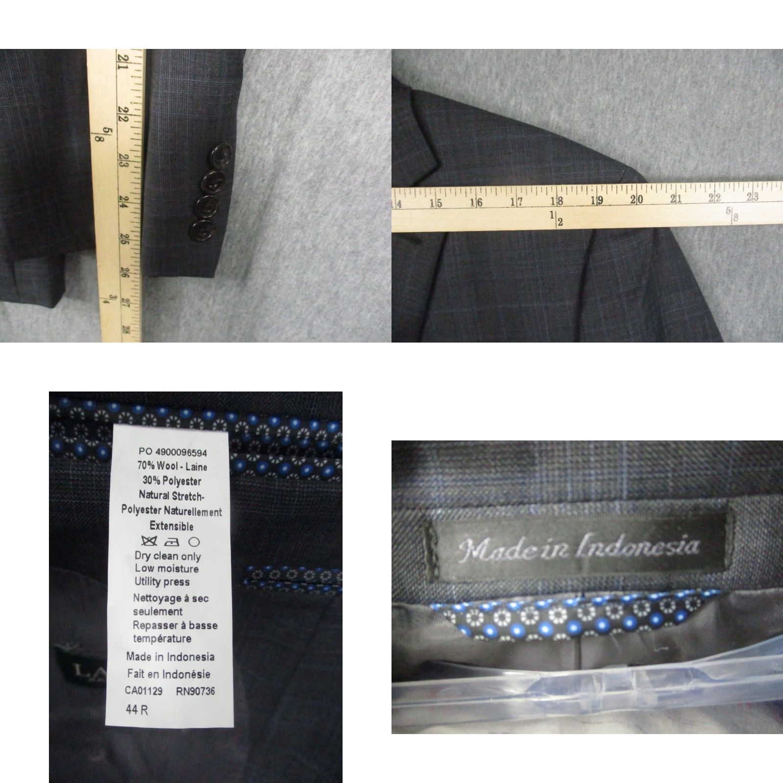 Ralph Lauren VINTAGE LAUREN RALPH LAUREN Wool Blazer 44R Gray Pinstripe Men Blazer Wool Notch Lapel 2-Button Single-Breasted Regular Fit Tweed Size 44R - 8 Thumbnail