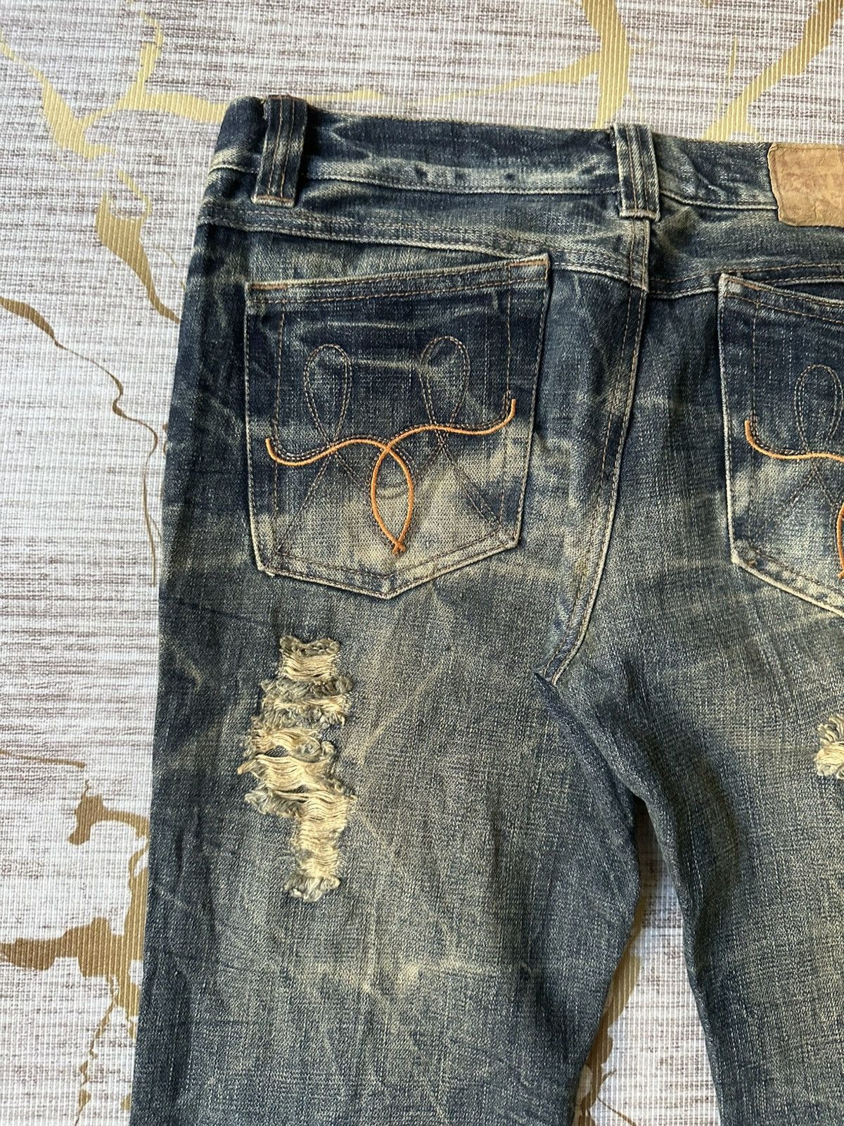 Tornado Mart FLARE Sky Bomber Distressed Claw Marks Design Denim Size US 31 - 14 Thumbnail