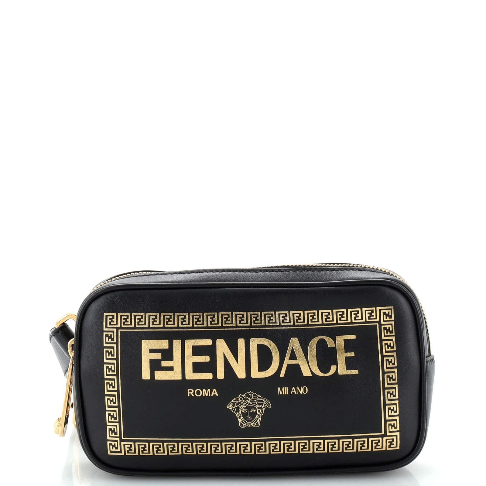 image of X Fendi Fendace Logo Camera Bag Printed Leather None in Black, Women's