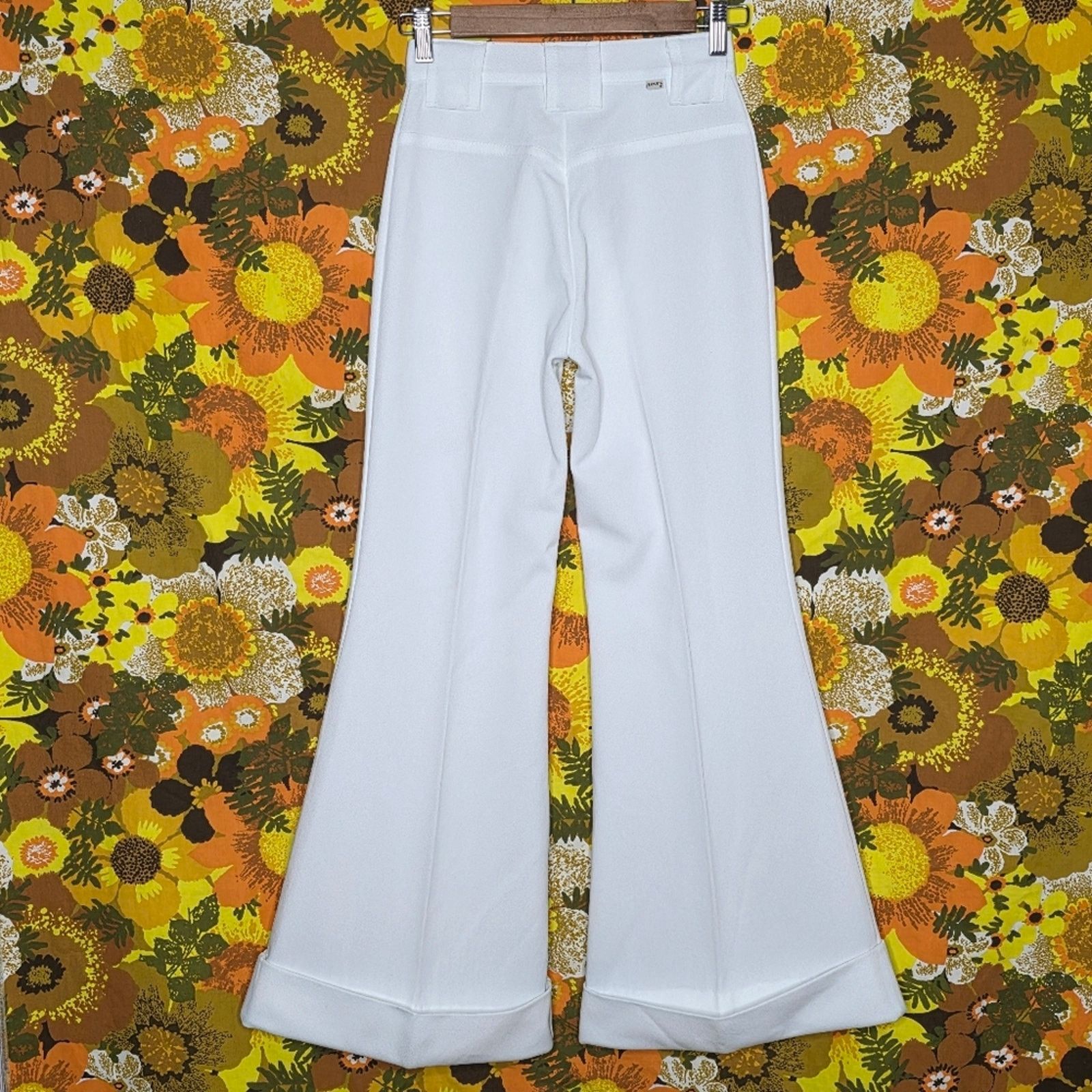 Levi's VTG 70s Levi’s White Bell Bottom Pants Big Flare Cuffed Size 24" / US 00 / IT 34 - 5 Thumbnail