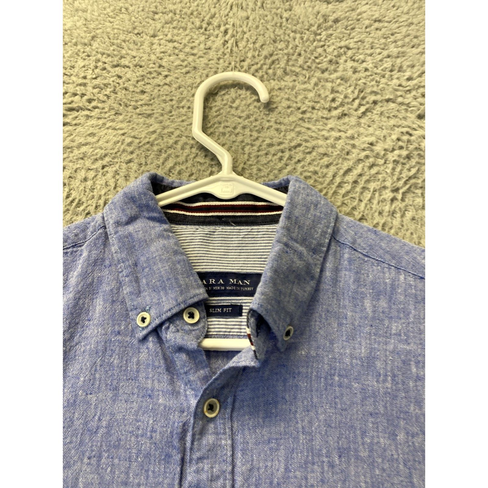 Zara Vintage Zara Men's Blue Cotton Long Sleeve Button-Down Shirt Small Regular Fit Mens Size US S / EU 44-46 / 1 - 4 Thumbnail