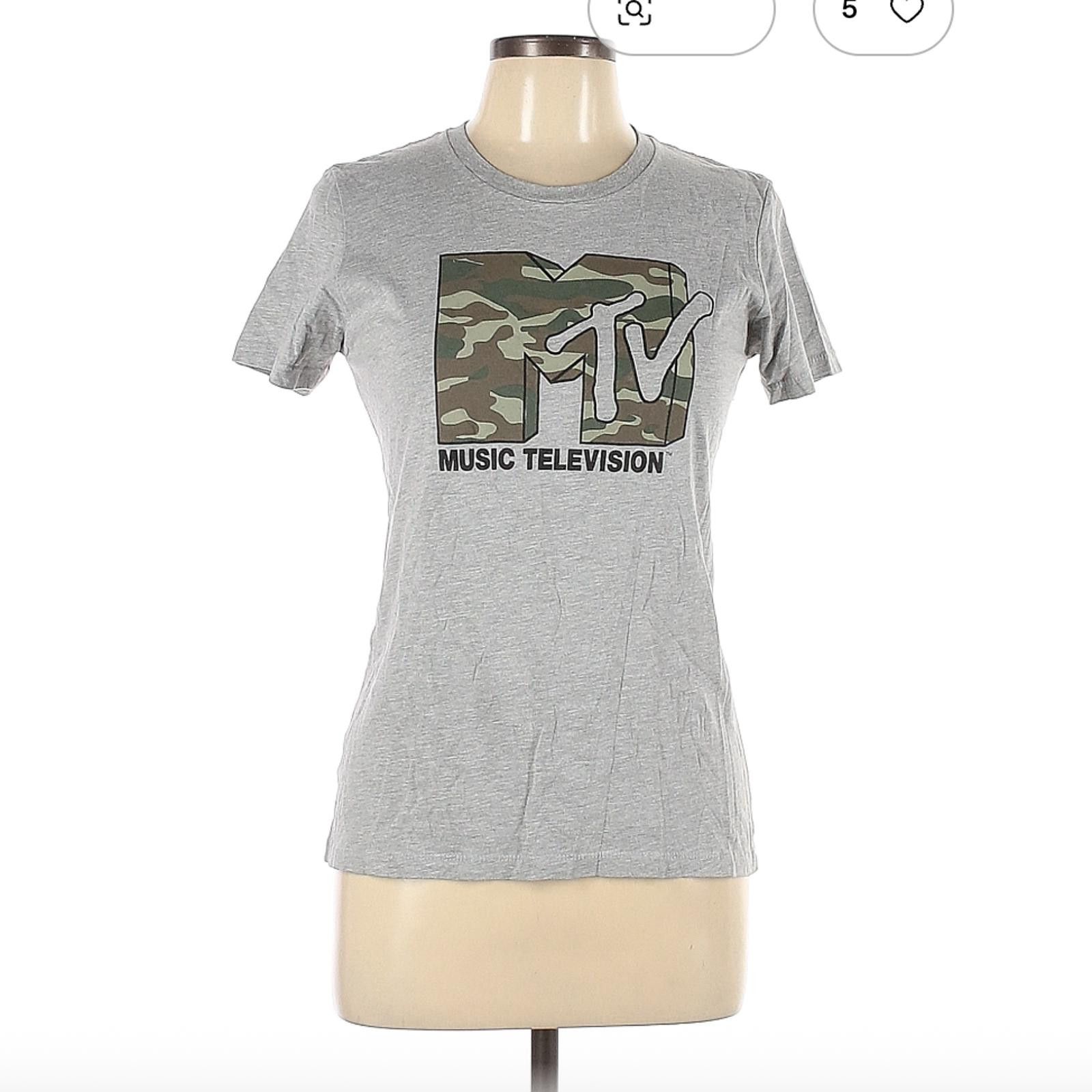Mtv MTV Gray Short Sleeve T-Shirt Size Large Camouflage Logo Size L / US 10 / IT 46 - 1 Thumbnail