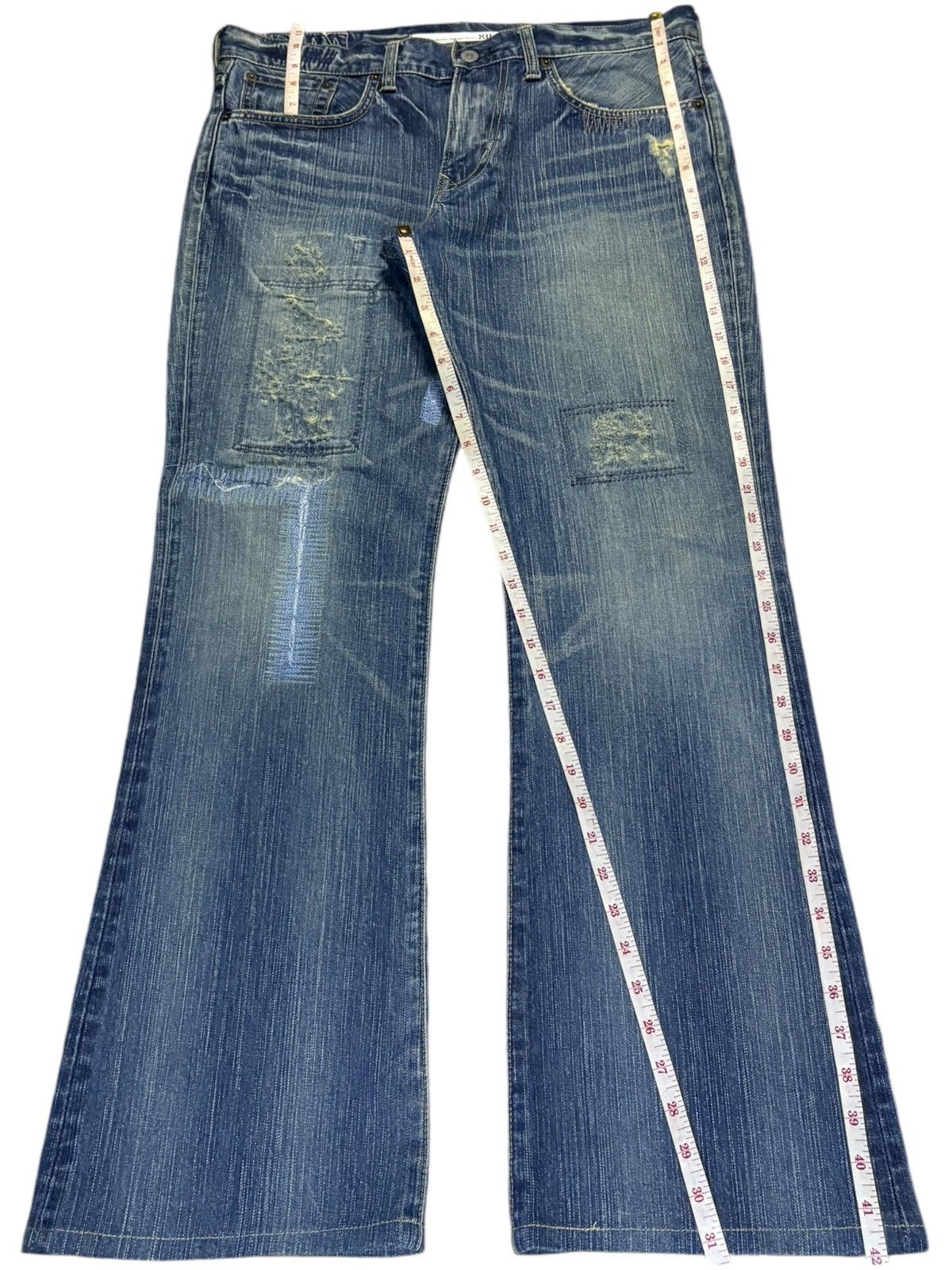Edwin × Japanese Brand Exclusive Vintage Edwin XV Mud Wash Patched Flare Jeans Size US 35 - 13 Thumbnail