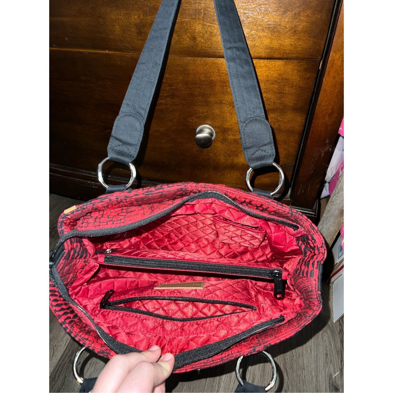 Other Donna Sharp Red And Black Quilted Purse Size ONE SIZE - 7 Thumbnail
