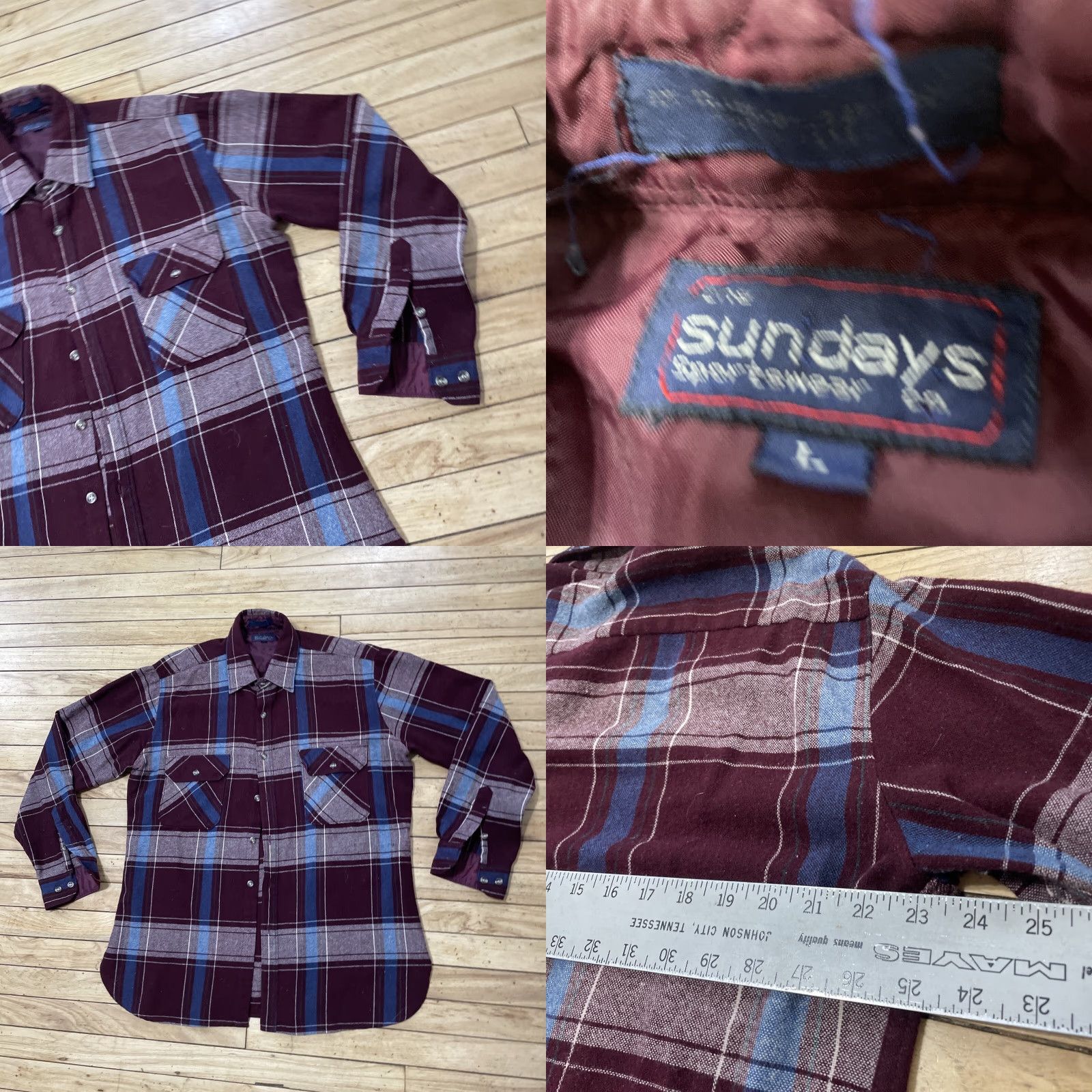 Vintage VINTAGE The Sundays Shirt Men L Plaid Flannel 80s 90s Button-Up Outdoor Purple-Red Collared Casual Size US L / EU 52-54 / 3 - 9 Thumbnail