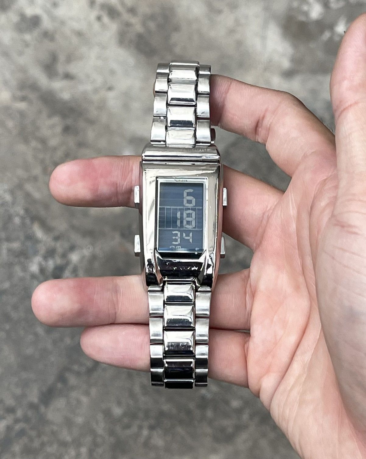 image of Citizen 1481010 Dot Matrix D500 Digital Watch in Silver, Men's (Size 30)