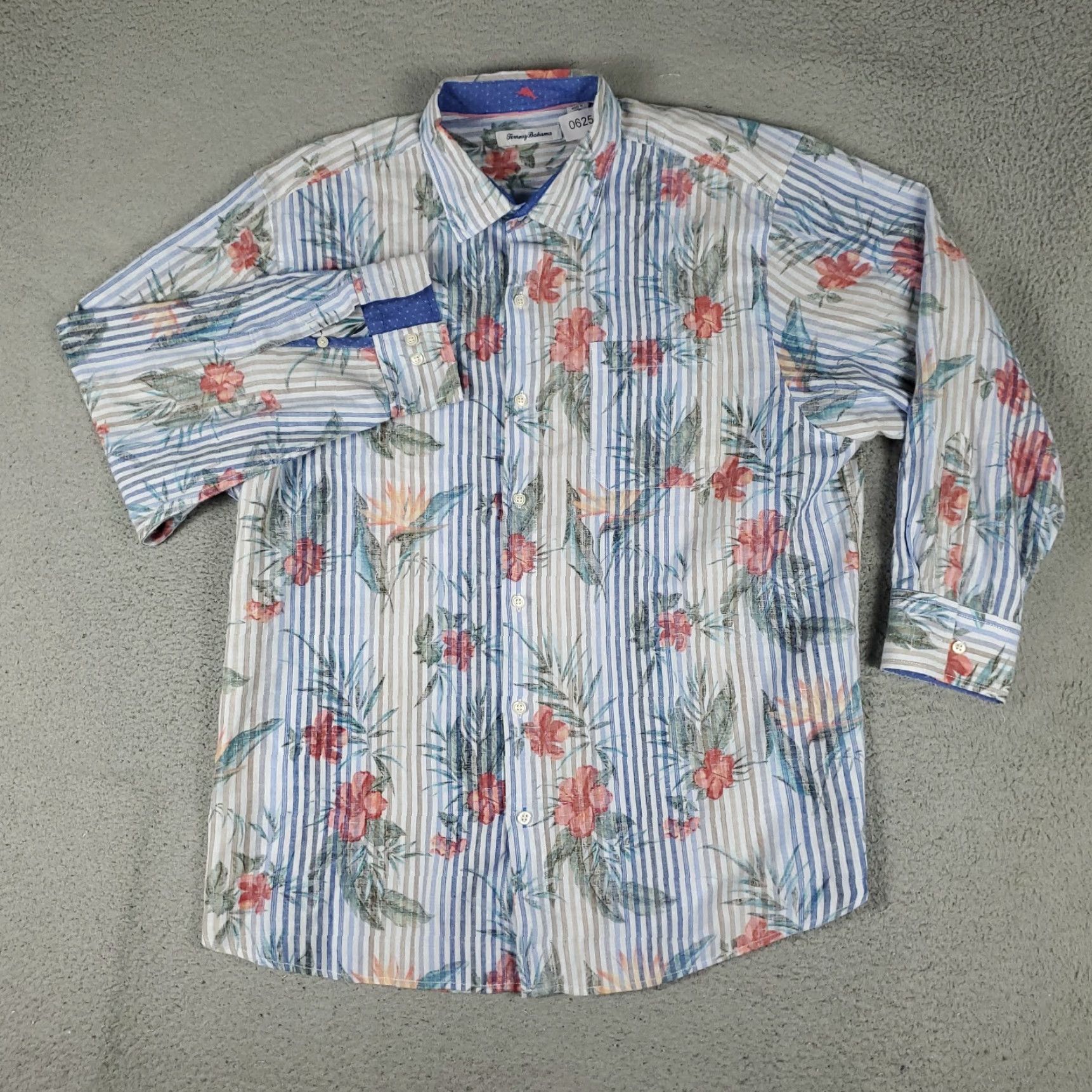 Tommy Bahama TOMMY BAHAMA Shirt Mens XL Blue Striped Linen Button-Up Long Sleeve Tropical Size US XL / EU 56 / 4 - 2 Thumbnail