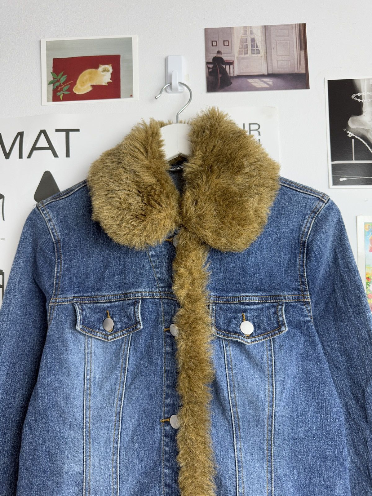 Japanese Brand y2k Faux Fur cropped denim penny lane afghan coat jacket S Size S / US 4 / IT 40 - 6 Thumbnail