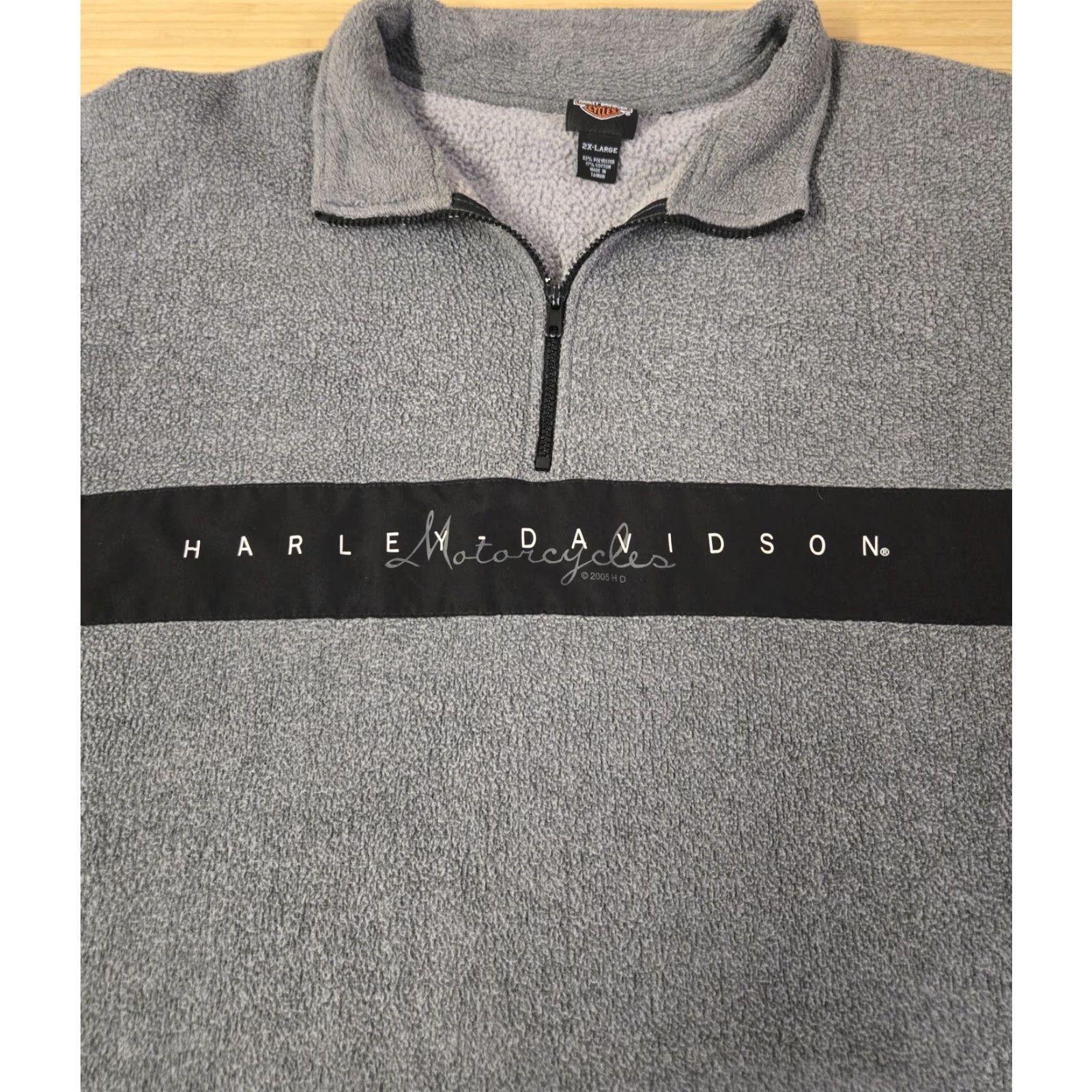 Harley Davidson VINTAGE Harley-Davidson Pullover Mens 2XL Gray Black Fleece Quarter Zip Motorcycle 2004 Size US XXL / EU 58 / 5 - 4 Thumbnail