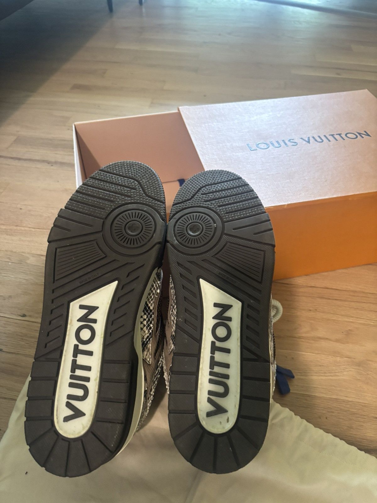 Louis Vuitton brown snakeskin-style embossed leather Size US 9.5 / EU 42-43 - 6 Thumbnail