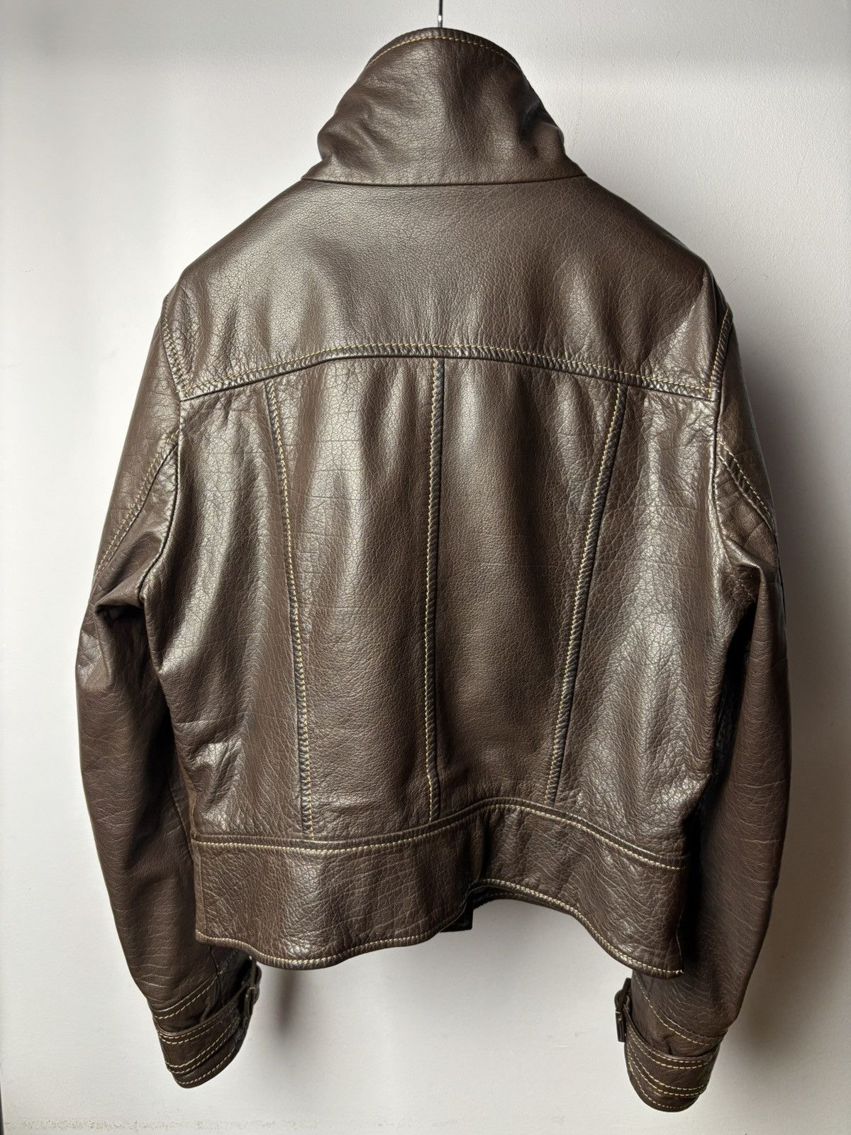 Gypsy Gipsy by Mauritius Leather Jacket Brown Biker Moto Utility Size M / US 6-8 / IT 42-44 - 12 Thumbnail