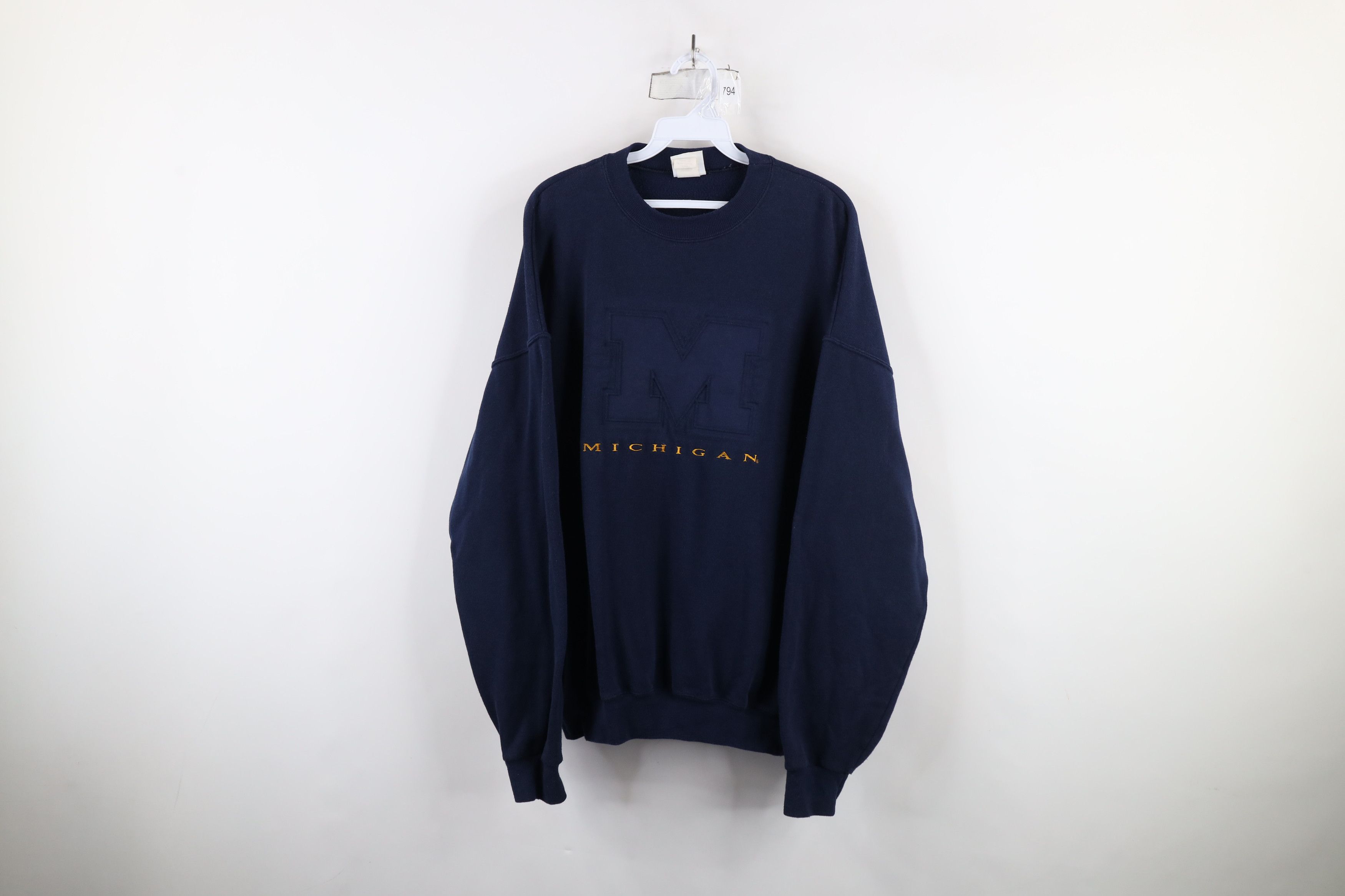 Vintage Vintage 90s Spell Block M University of Michigan Sweatshirt Size US XL / EU 56 / 4 - 1 Thumbnail