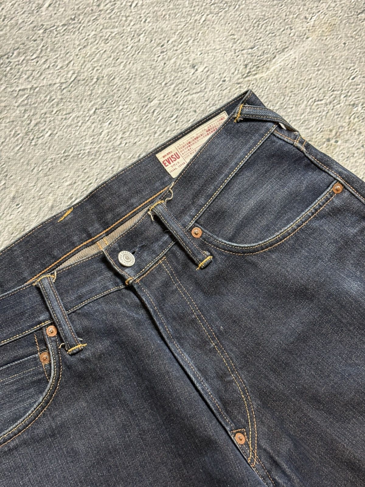 Evisu Evisu jeans daicock big logo yellow selvedge denim Size US 31 - 11 Thumbnail