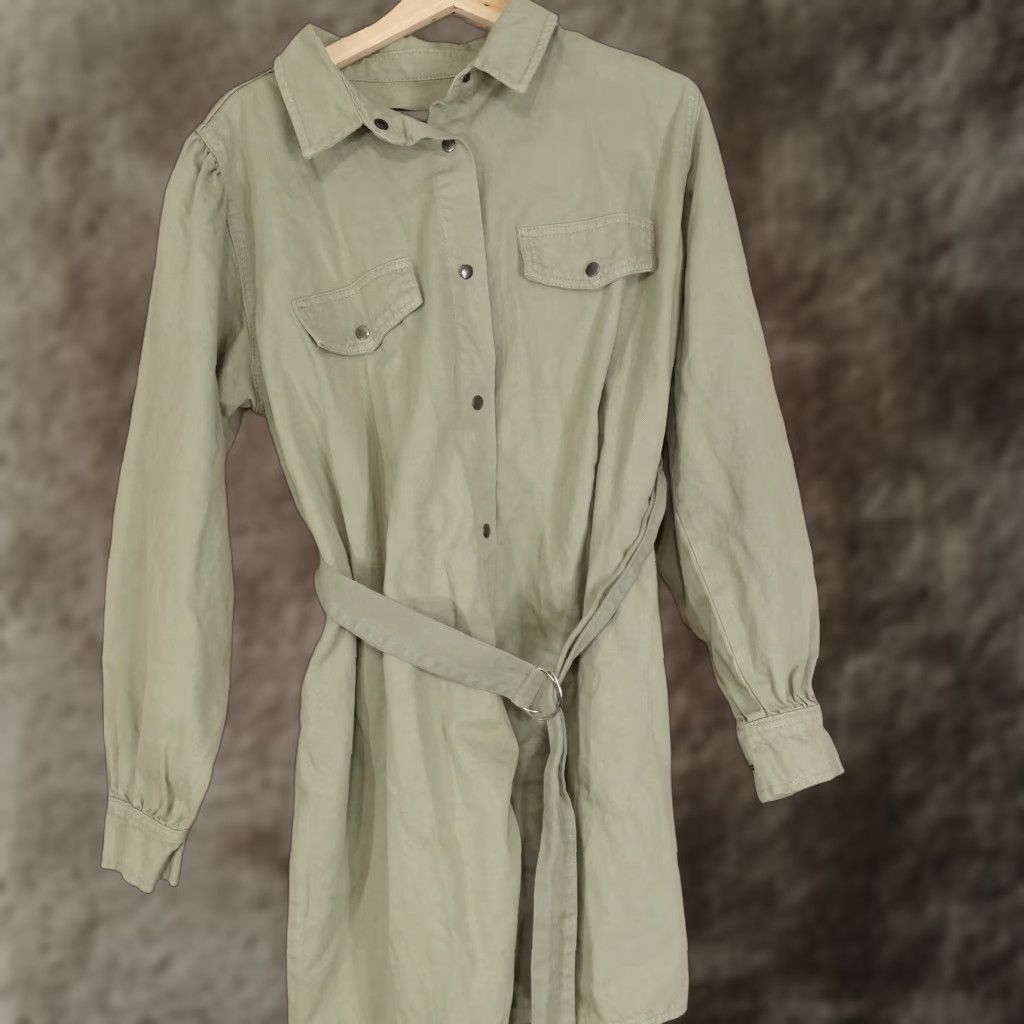 Boohoo NWT Boohoo Maternity Belted Utility Dress Size 6 Light Khaki Long Sleeve Womens Size M / US 6-8 / IT 42-44 - 1 Thumbnail