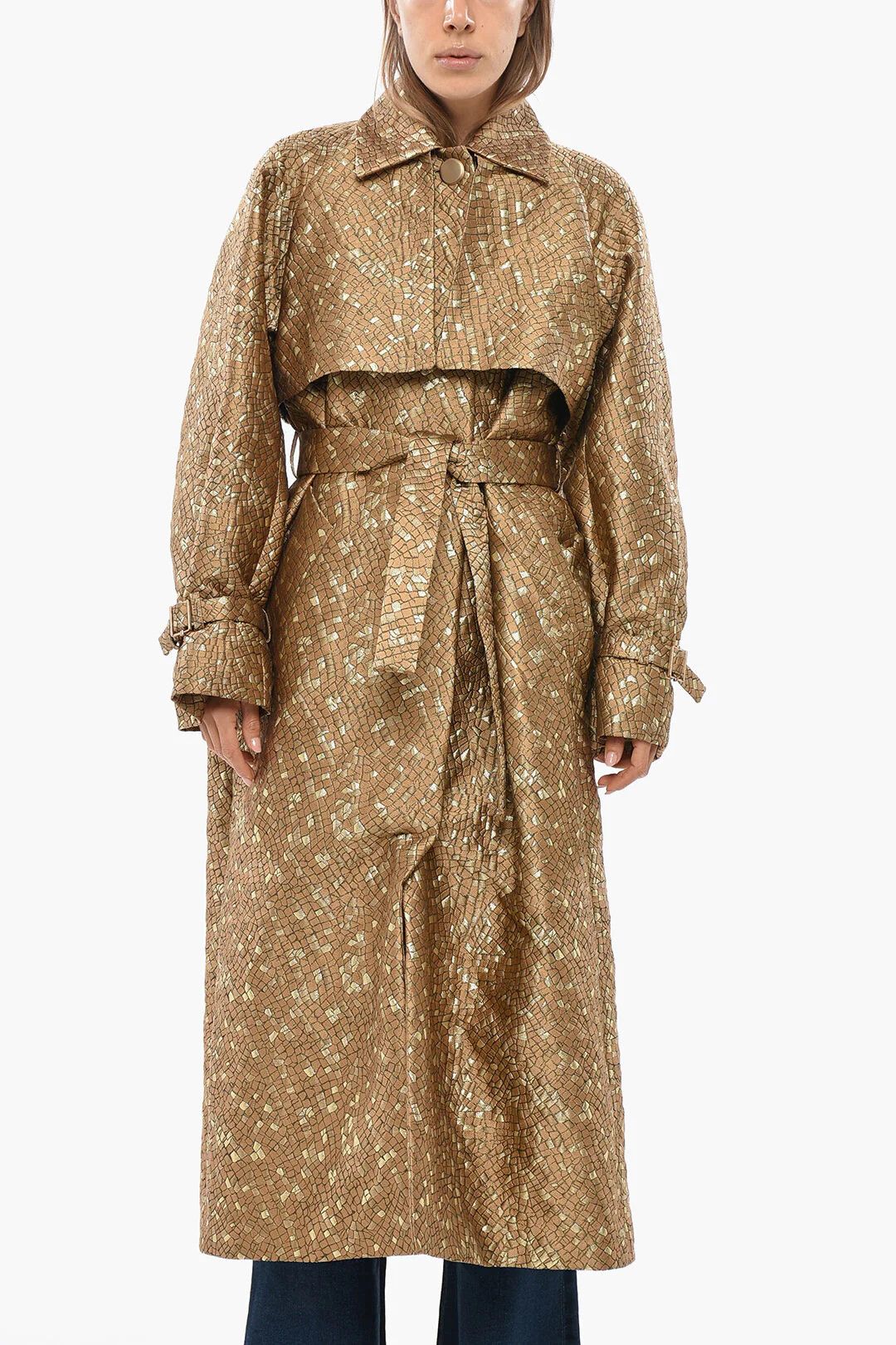 Max Mara og1mm0426 Jacquard Coat in Gold Size XS / US 0-2 / IT 36-38 - 1 Thumbnail