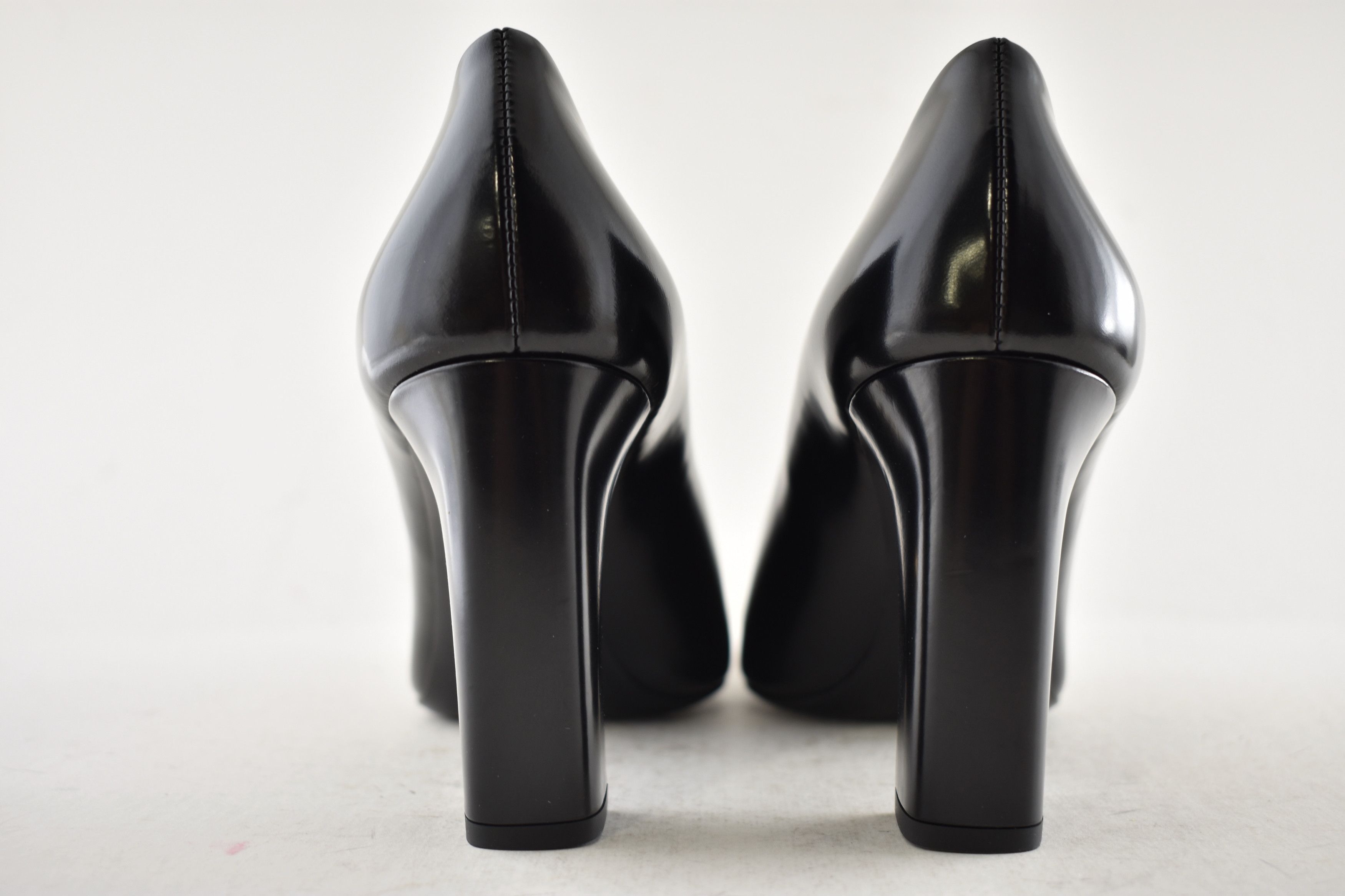 Prada Prada 85mm Brushed Logo Show Classic Block Heel Pump 38.5 Size US 8.5 / IT 38.5 - 16 Thumbnail
