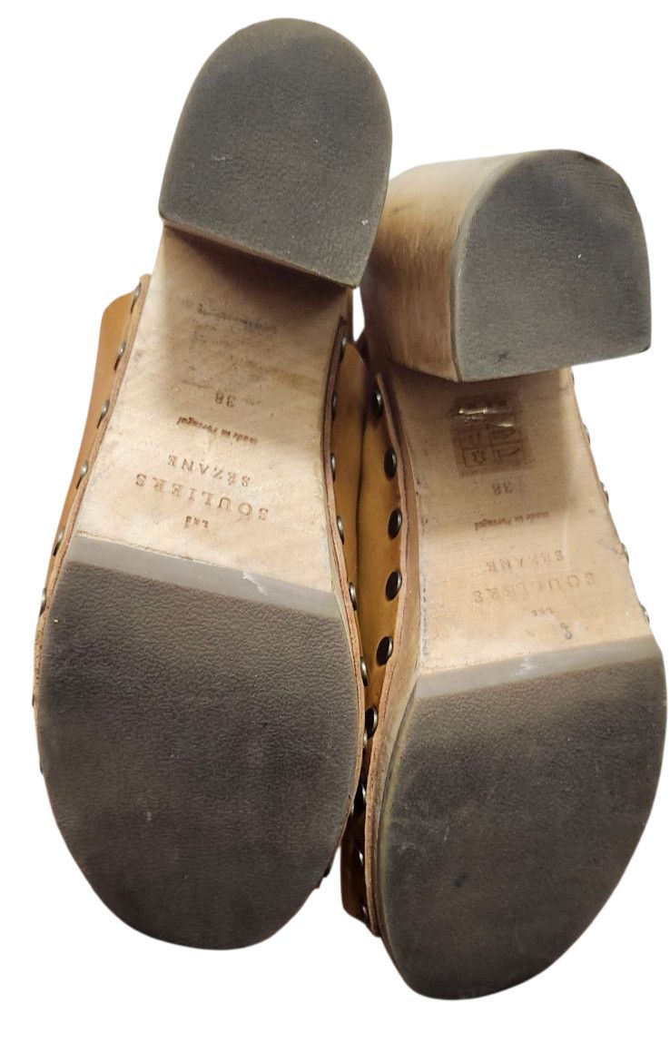 Sezane Sezane Dakota High Clogs Terracotta Wooden Buckle Chunky Size US 8 / IT 38 - 11 Thumbnail