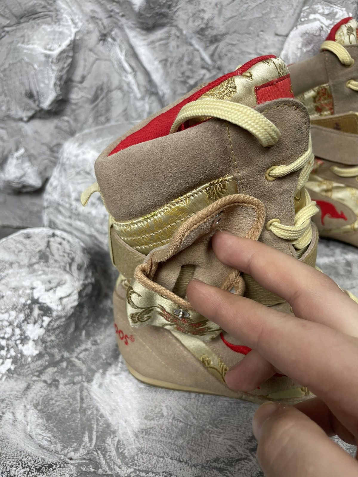 Japanese Brand × Vintage 2000s Y2K Punk Pocket Rare High Shoes Chinese Satin Pattern Size US 8 / IT 38 - 6 Thumbnail