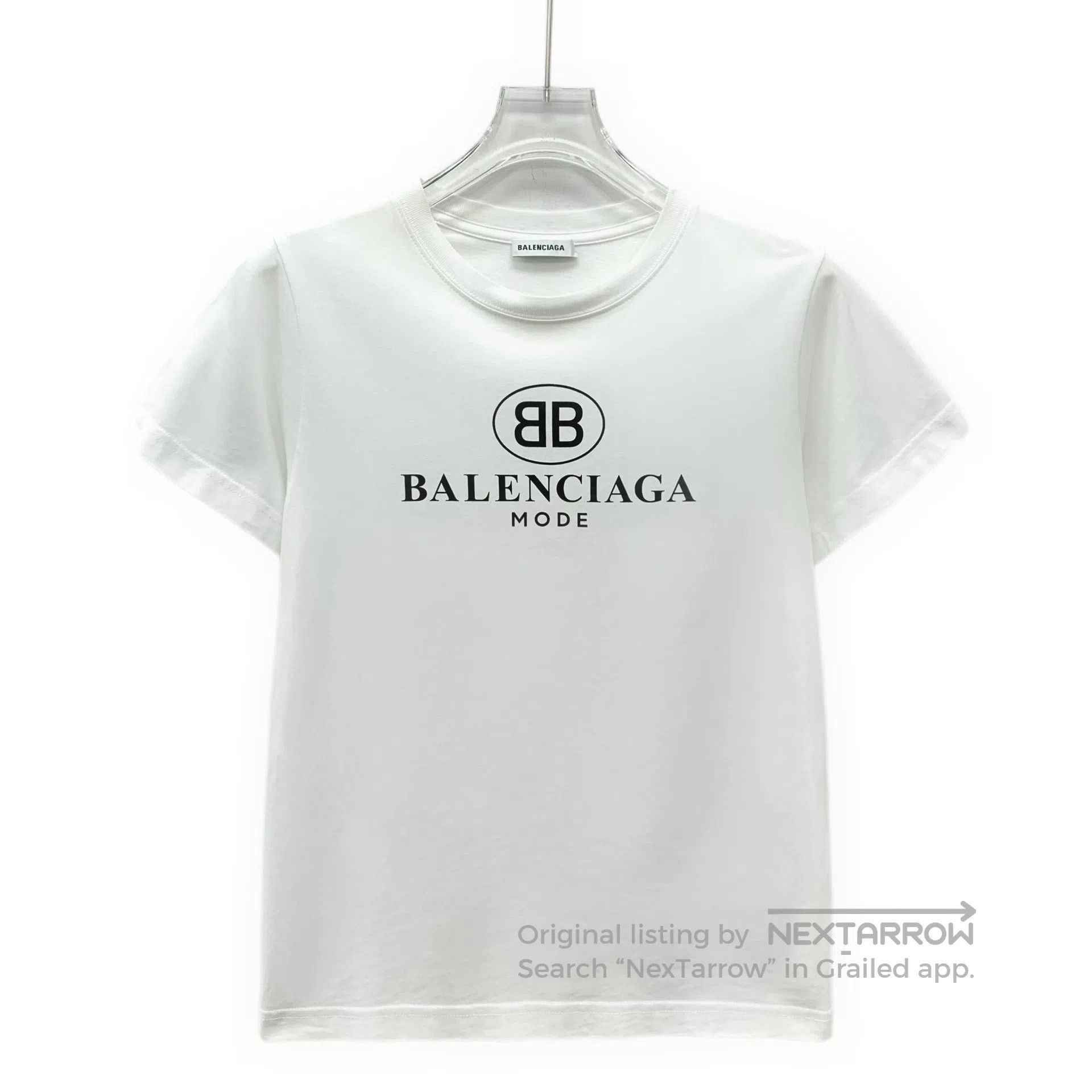 Balenciaga Balenciaga White logo lettering print cotton round-neck sh Size US M / EU 48-50 / 2 - 1 Thumbnail