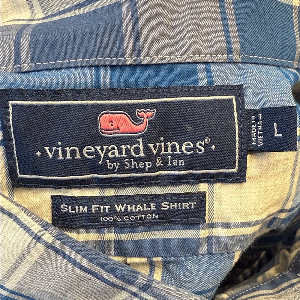 Vineyard Vines Vineyard Vines Slim Fit Whale Shirt L Blue White Plaid 100% Size US L / EU 52-54 / 3 - 7 Thumbnail