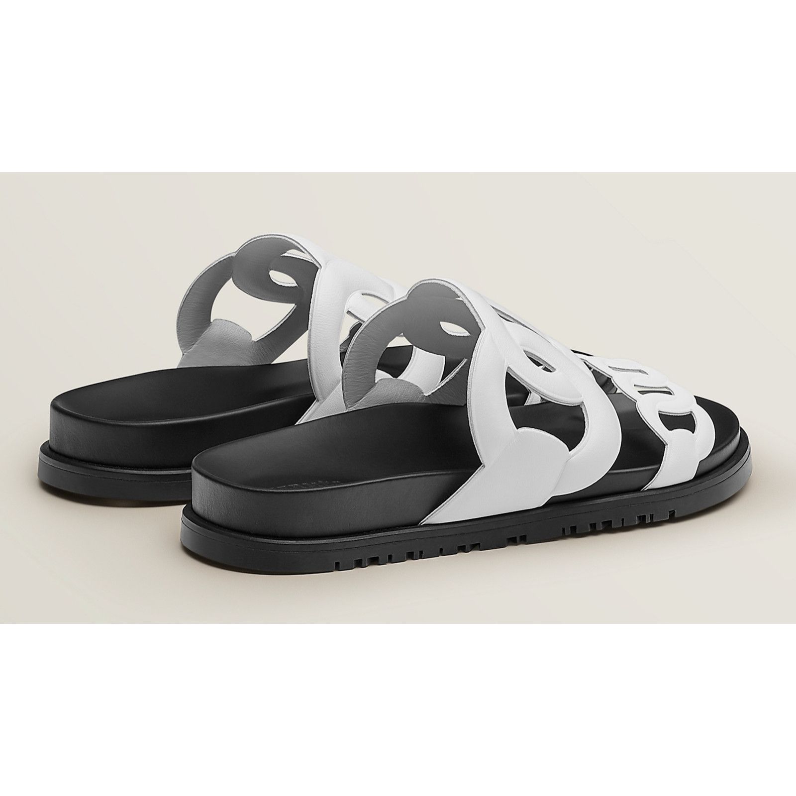 Hermes Hermes Extra Sandals White Black Chaine d'Ancre Leather Size US 7 / IT 37 - 10 Thumbnail