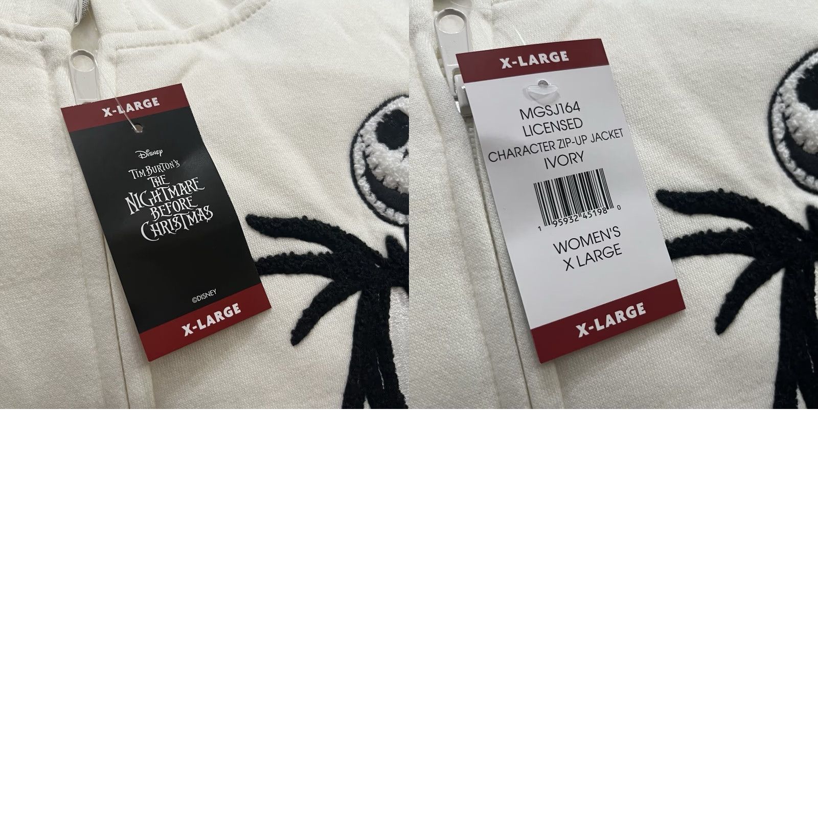 Disney Disney The Nightmare Before Christmas Hoodie Womens Sweatshirt XL Patch Zip Hoodie Christmas Womens Large/XL White Size XL / US 12-14 / IT 48-50 - 8 Thumbnail