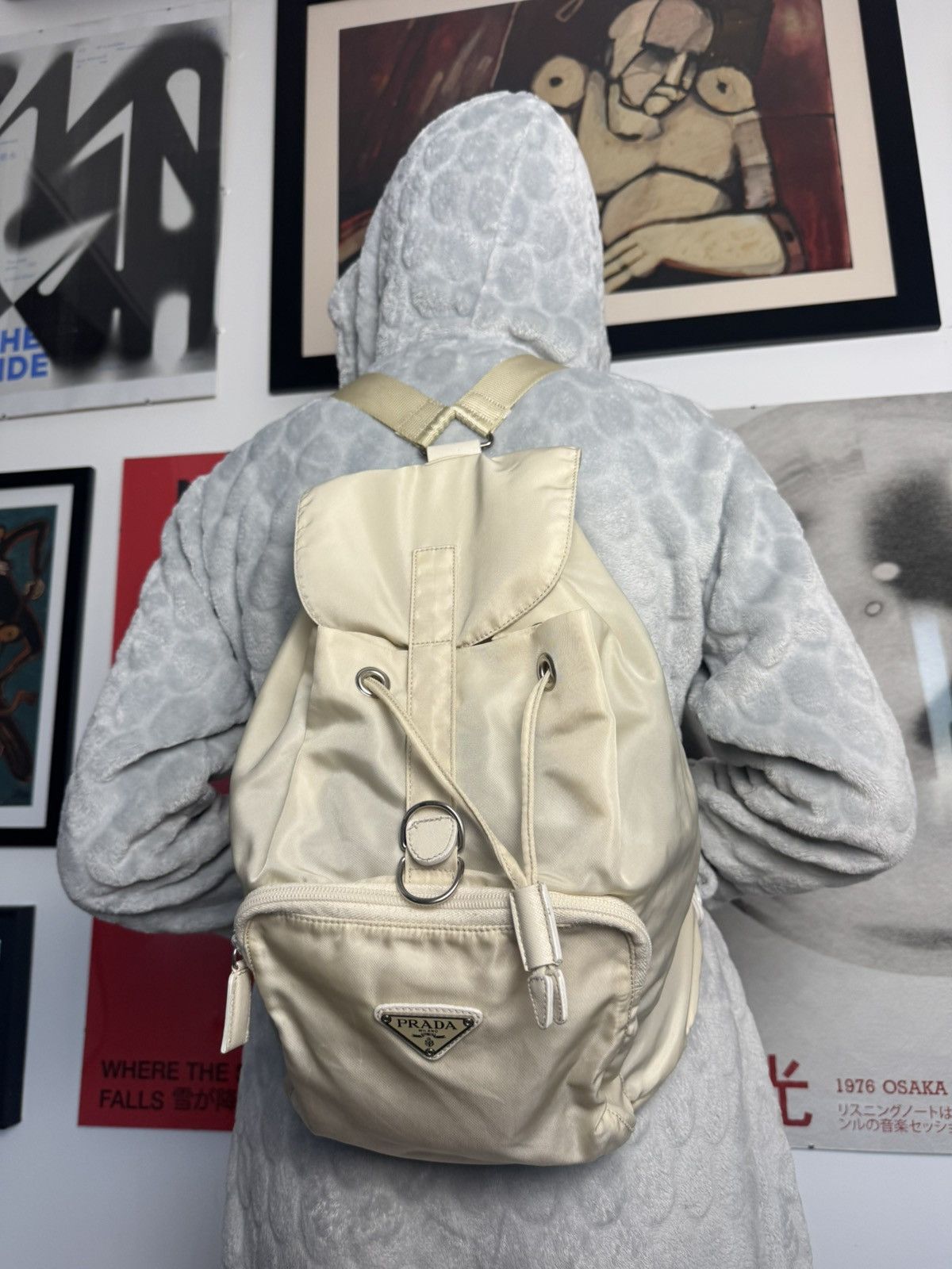 Prada Vintage Prada Beige Medium Nylon Backpack Designer High End Size ONE SIZE - 8 Thumbnail