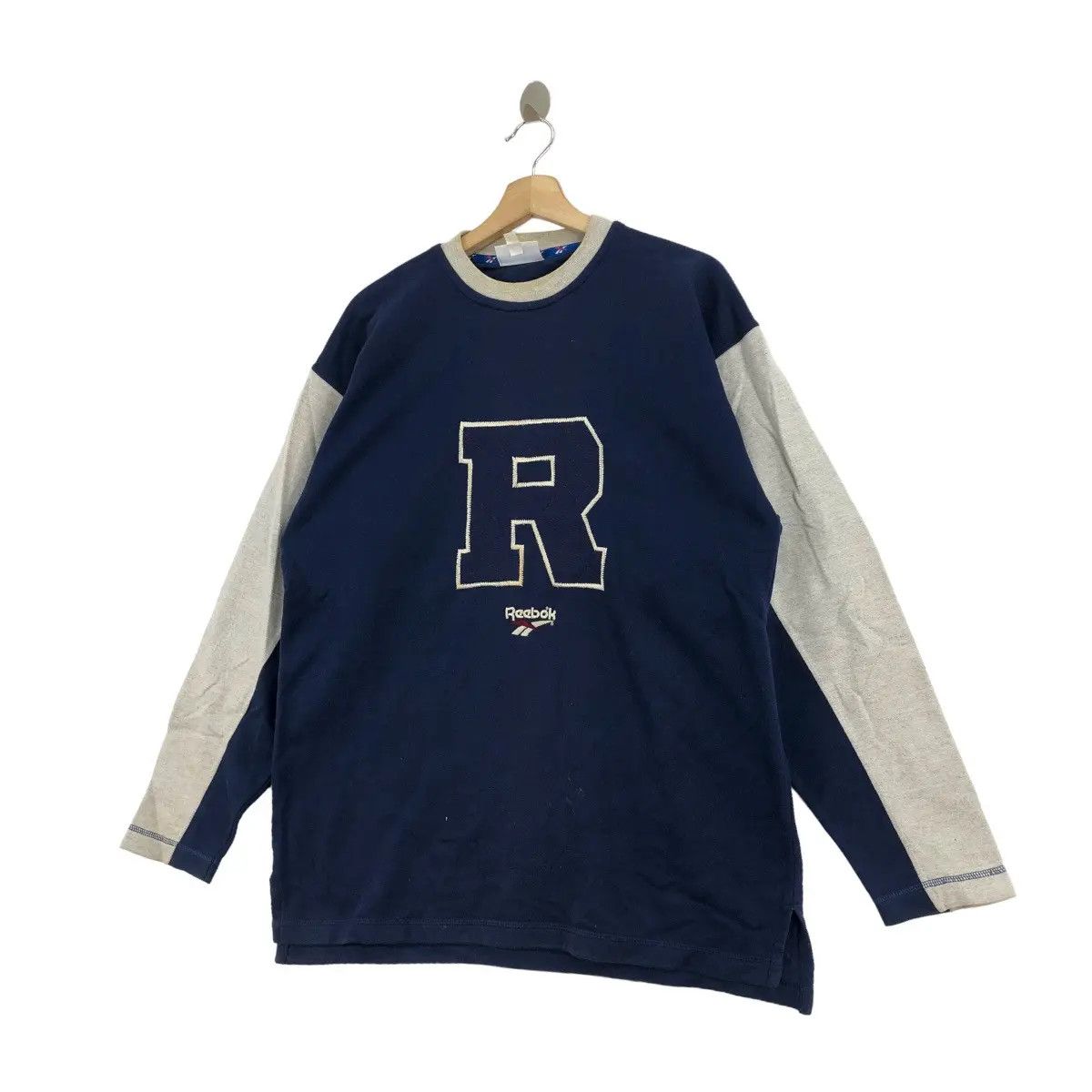 Reebok Vtg 90’ REEBOK SPORTSWEAR Center Logo Striped Sweatshirt Size XL / US 12-14 / IT 48-50 - 3 Thumbnail