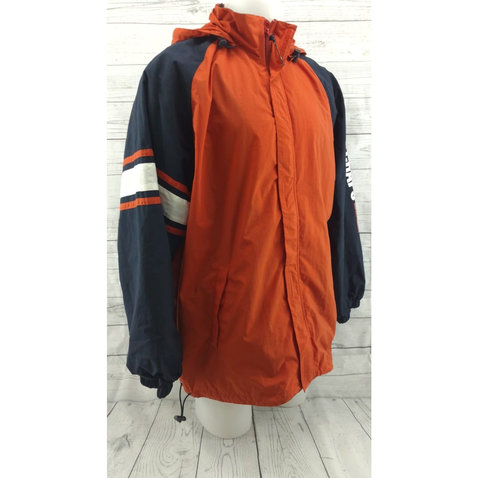 Chaps Chaps Ralph Lauren Windbreaker Jacket Full Zip Hideaway Hoodie Large Orange Blue Size US L / EU 52-54 / 3 - 3 Thumbnail