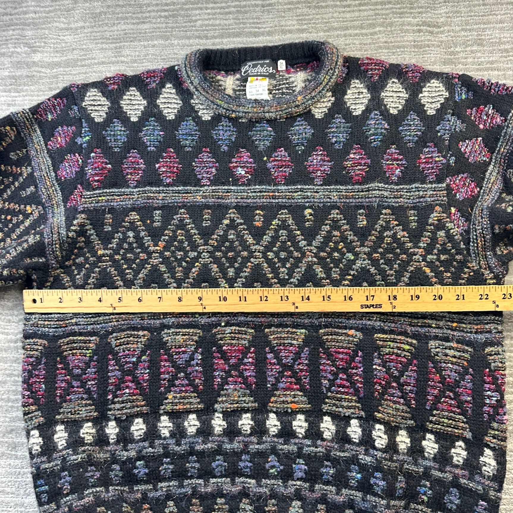 Vintage VINTAGE Cedrics Sweater Mens XL Plaid Knit Crew Neck Pullover Heavyweight All Seasons 90s Logo Embroidered Wool Mohair Nylon Wool Blend Black Mens Size US XL / EU 56 / 4 - 8 Thumbnail