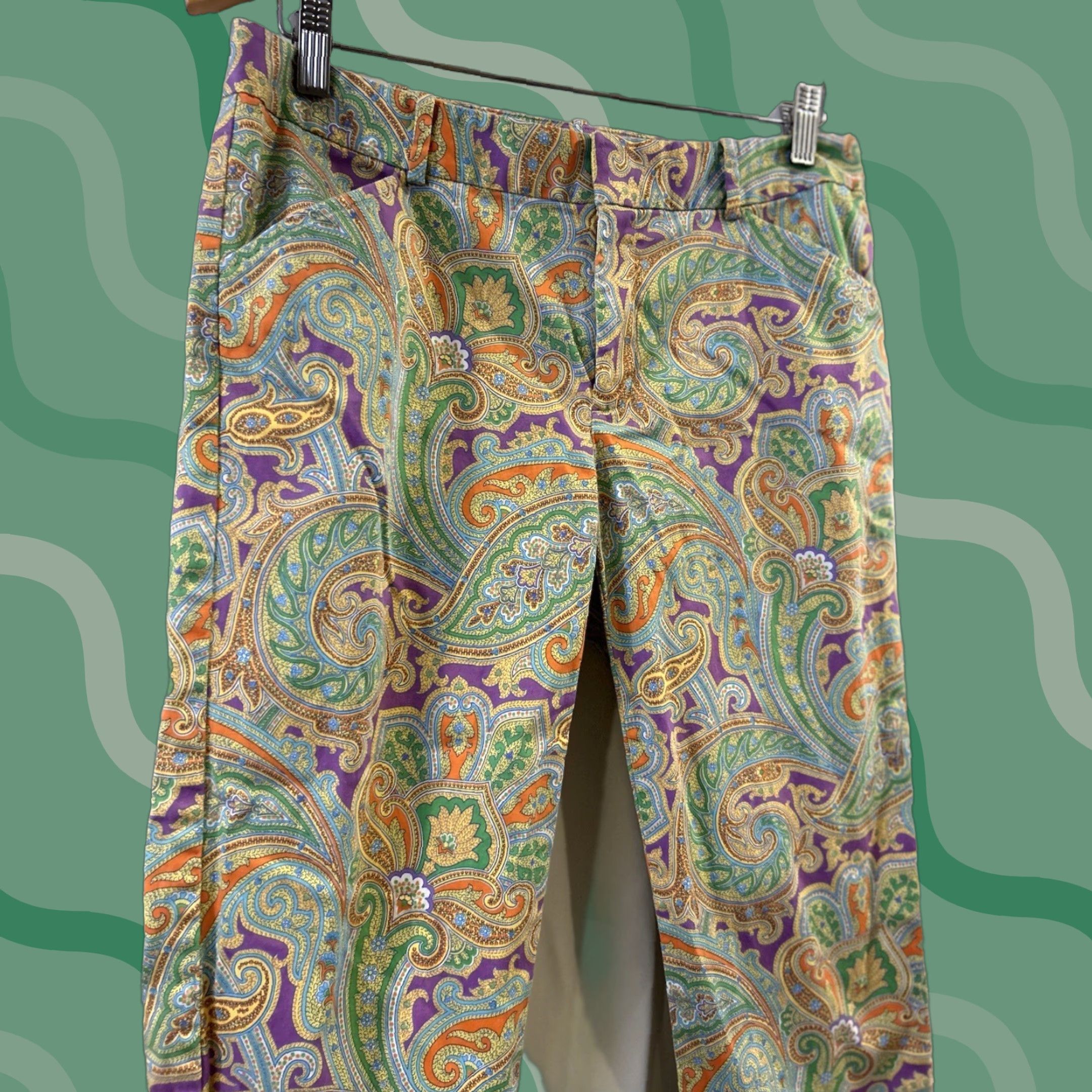 Ralph Lauren Ralph Lauren Golf Pants Womens Cropped Multicolor Paisley Print 8 Inseam 25 Peaceful 90s Art Festival Preppy City Beach Flower Tailored Size 30" / US 8 / IT 44 - 1 Thumbnail