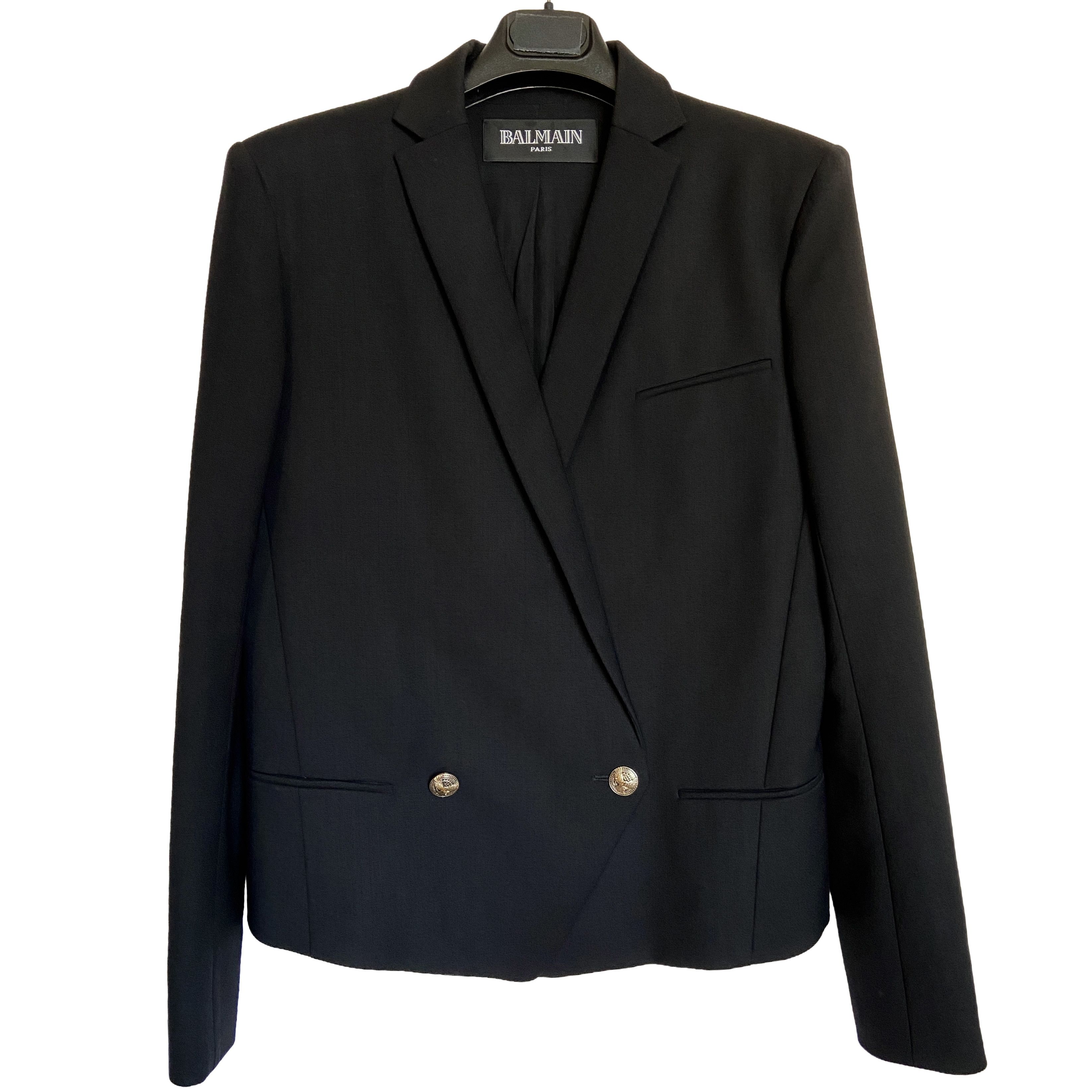 Balmain BALMAIN BLACK WOOL DOUBLE BREASTED BLAZER Size L / US 10 / IT 46 - 2 Thumbnail