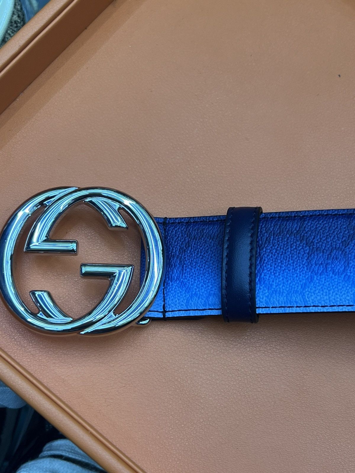 Gucci Gucci Chroma Belt Blue Gradient Canvas Monogram Print Size 36 - 6 Thumbnail