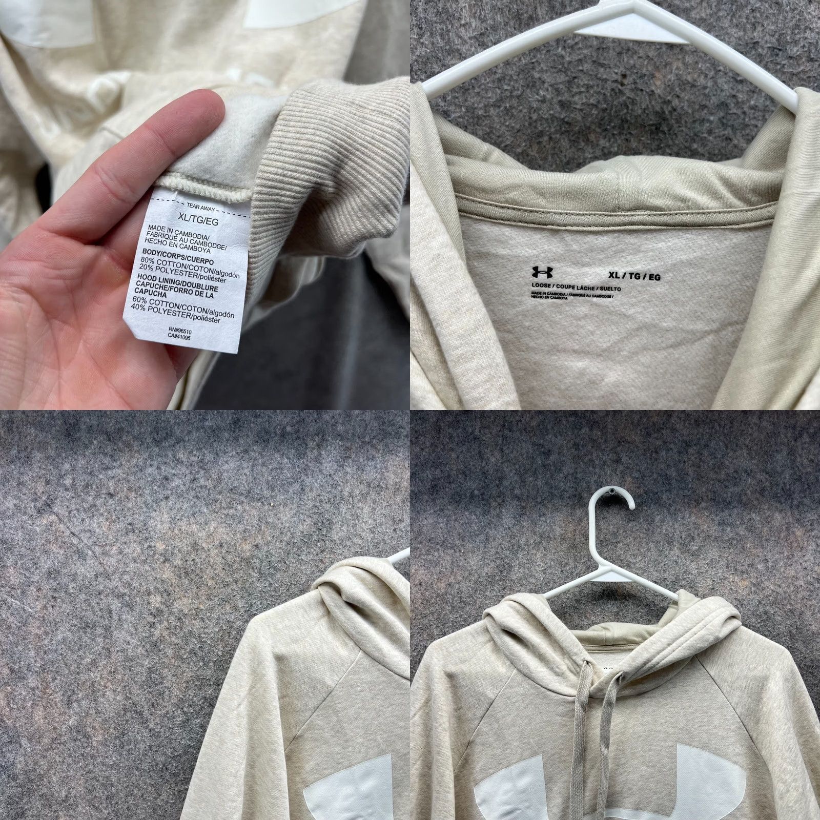 Under Armour VINTAGE? No. Under Armour Hoodie Mens XL Pullover Fleece Beig? (Converted: Beige) Size US XL / EU 56 / 4 - 8 Thumbnail