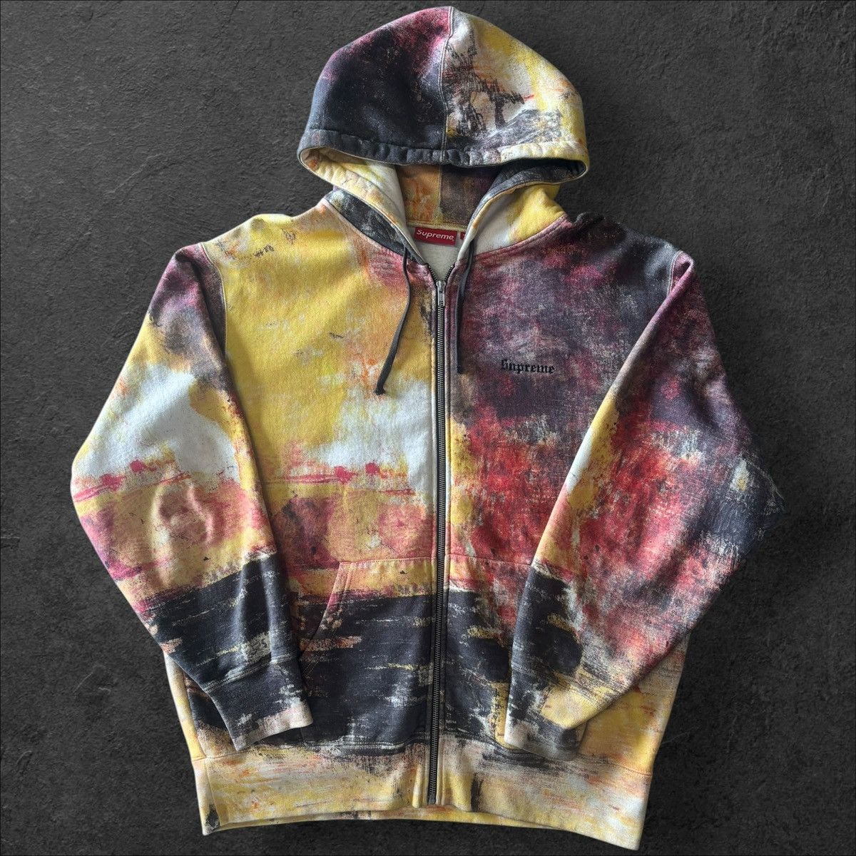 SUPREME FIRE ZIP UP HOODED SWEATSHIRT SIZE L