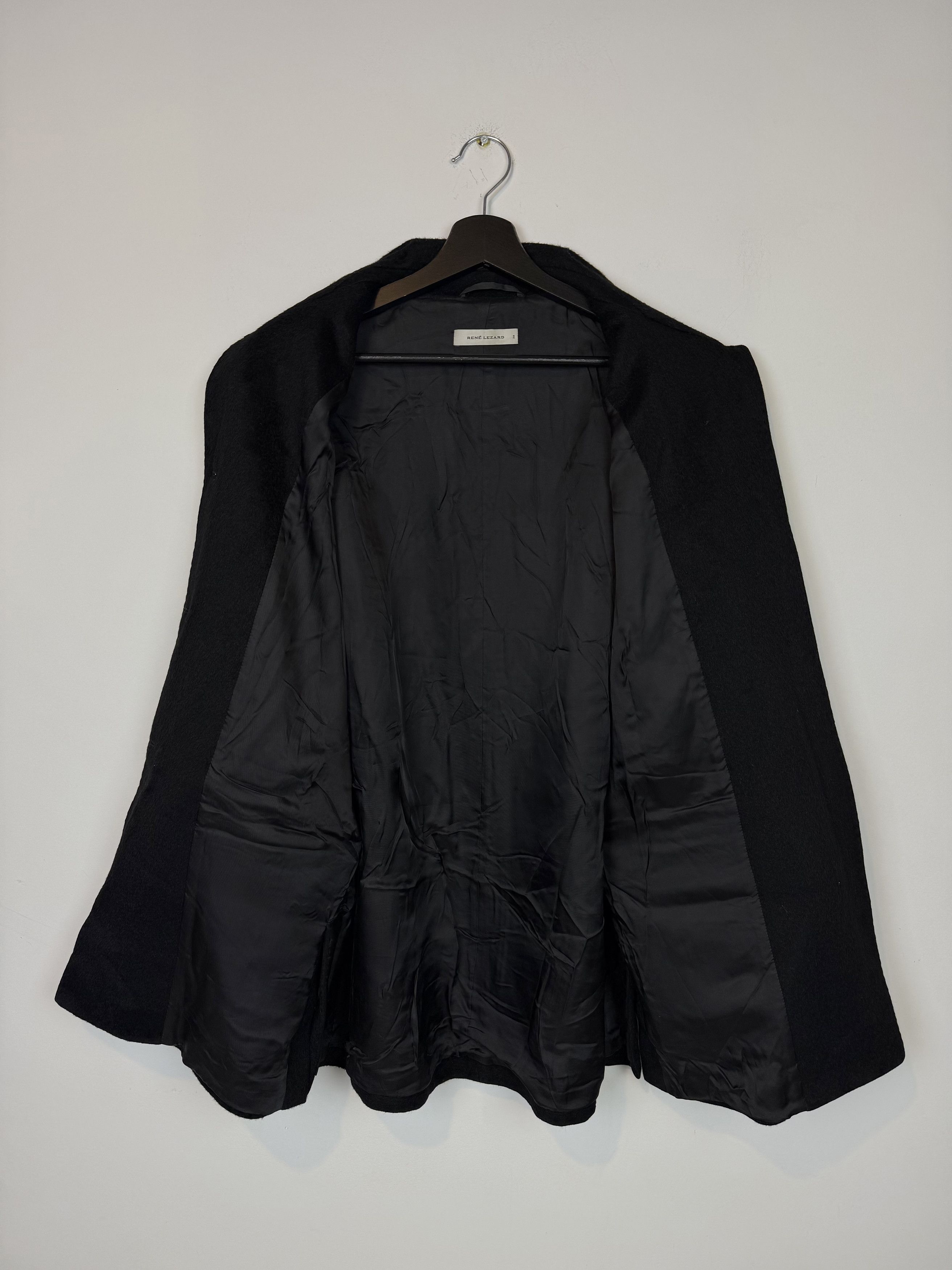 Vintage Rene Lezard Black Coat Mohair Cashmere Wool Blend Women's Size M / US 6-8 / IT 42-44 - 5 Thumbnail