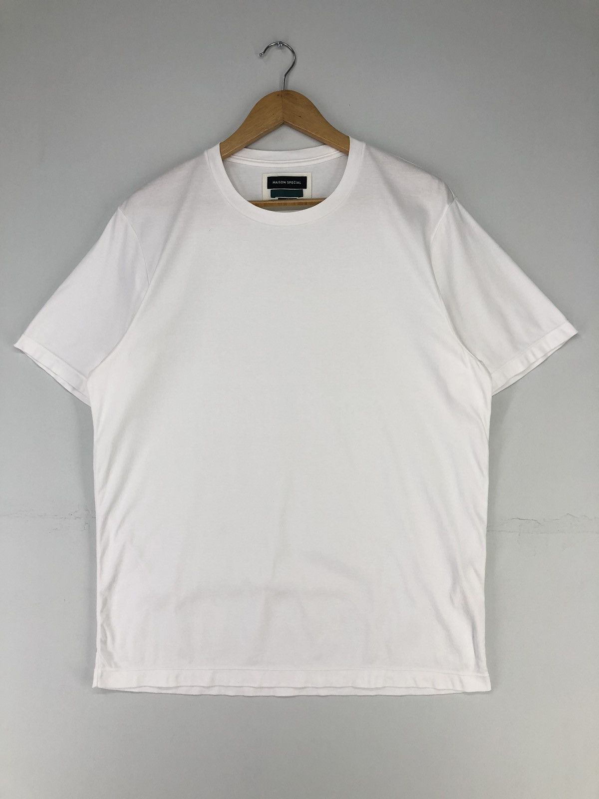 image of Designer Japanese Maison Special Plain White Tshirt, Men's (Size Large)