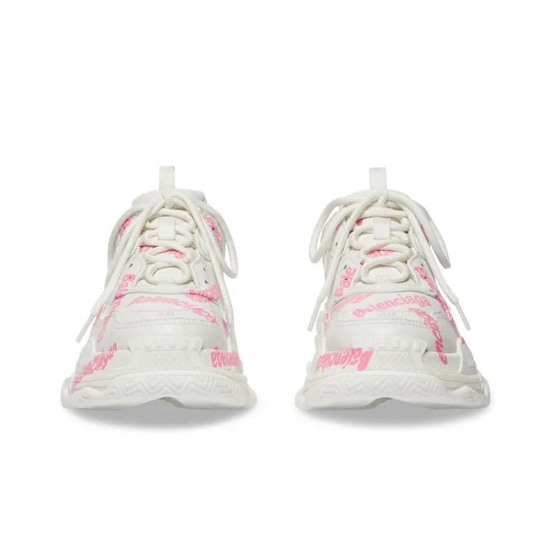 Balenciaga o1mt1gz1124 Triple S Logotype Sneakers in White/Pink Size US 8 / IT 38 - 7 Thumbnail
