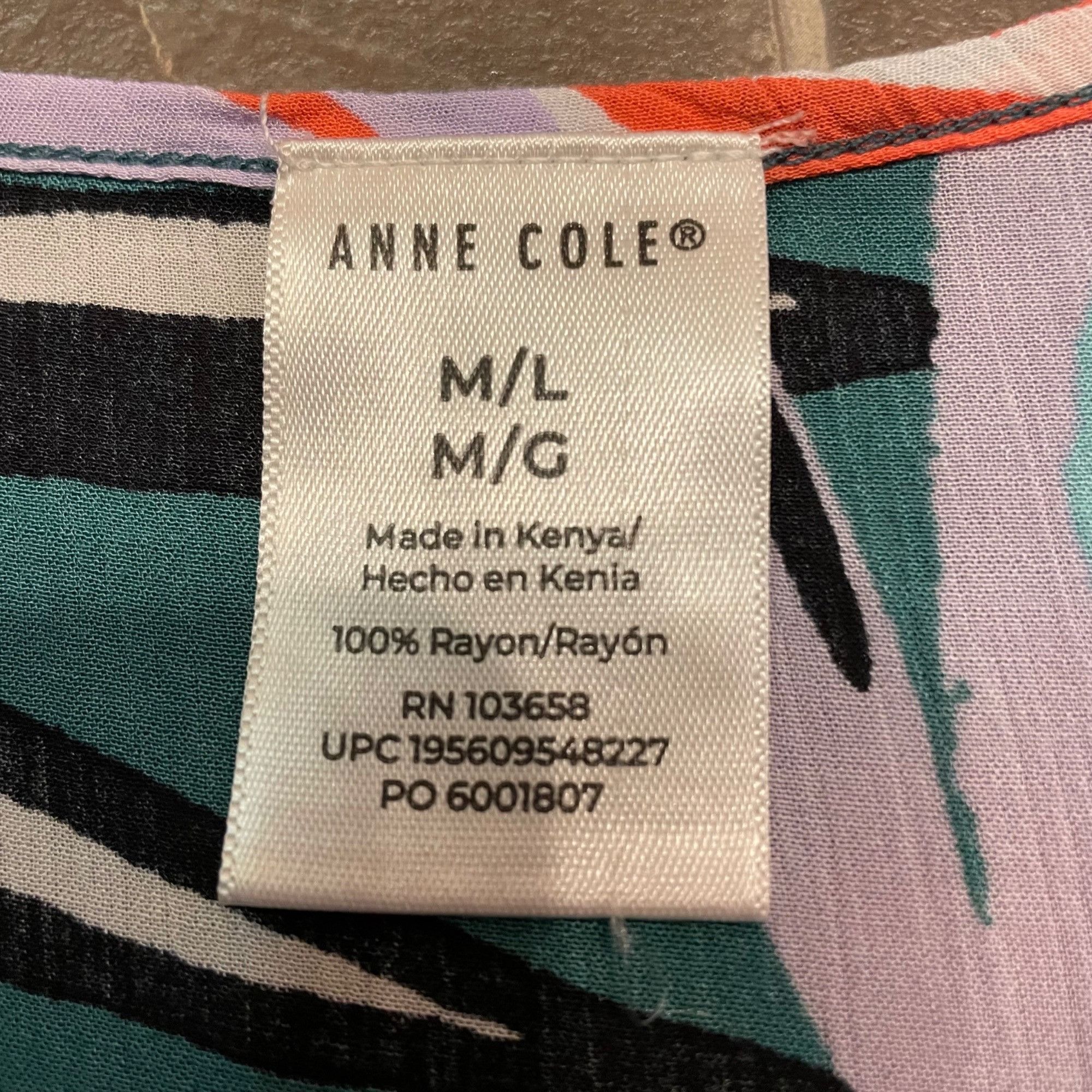 Other Anne Cole Novelty Tropical Print Bell Sleeve 100% Rayon Tuni Size M / US 6-8 / IT 42-44 - 6 Thumbnail