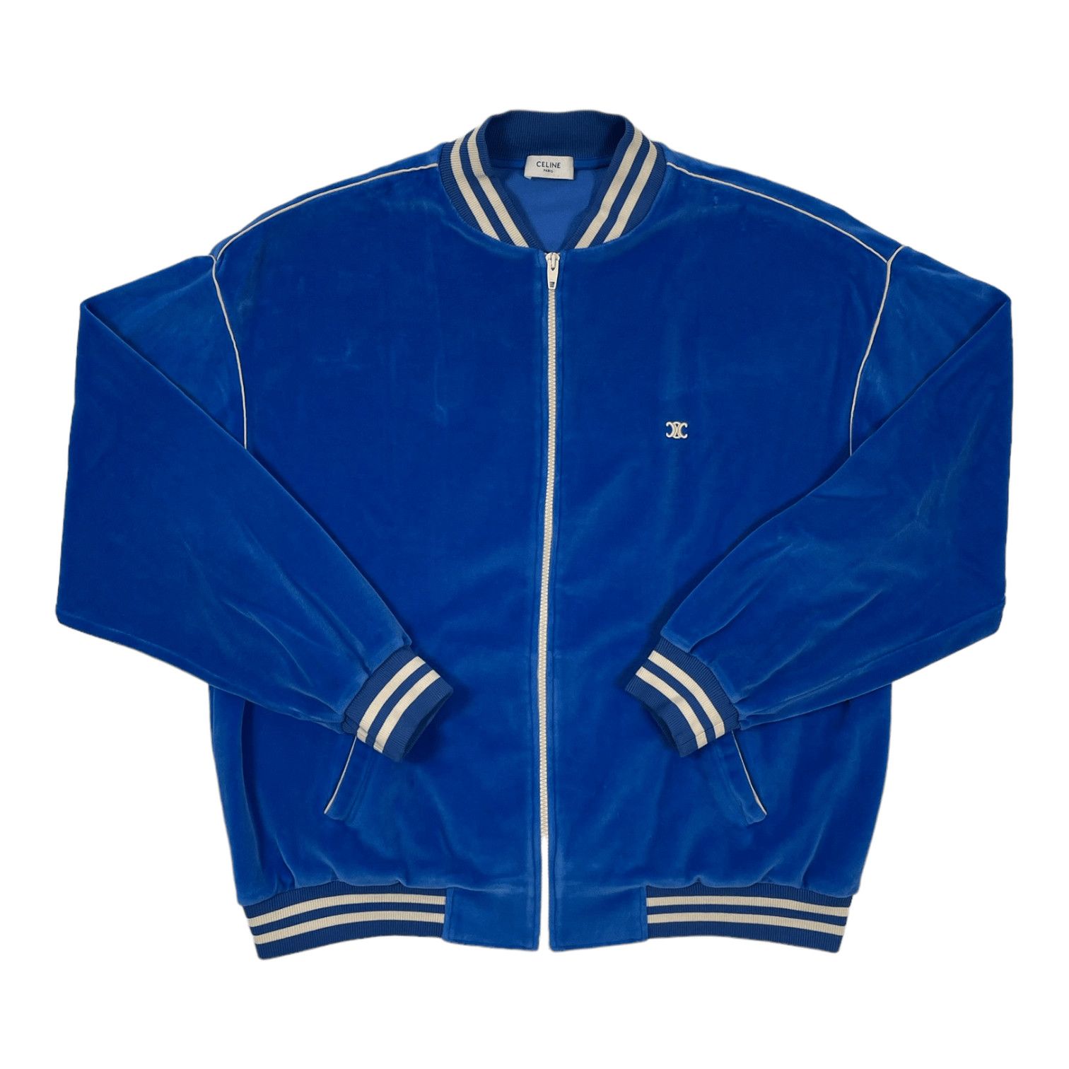 Celine Triomphe Loose Jersey Velour Jacket Blue Size US M / EU 48-50 / 2 - 1 Thumbnail