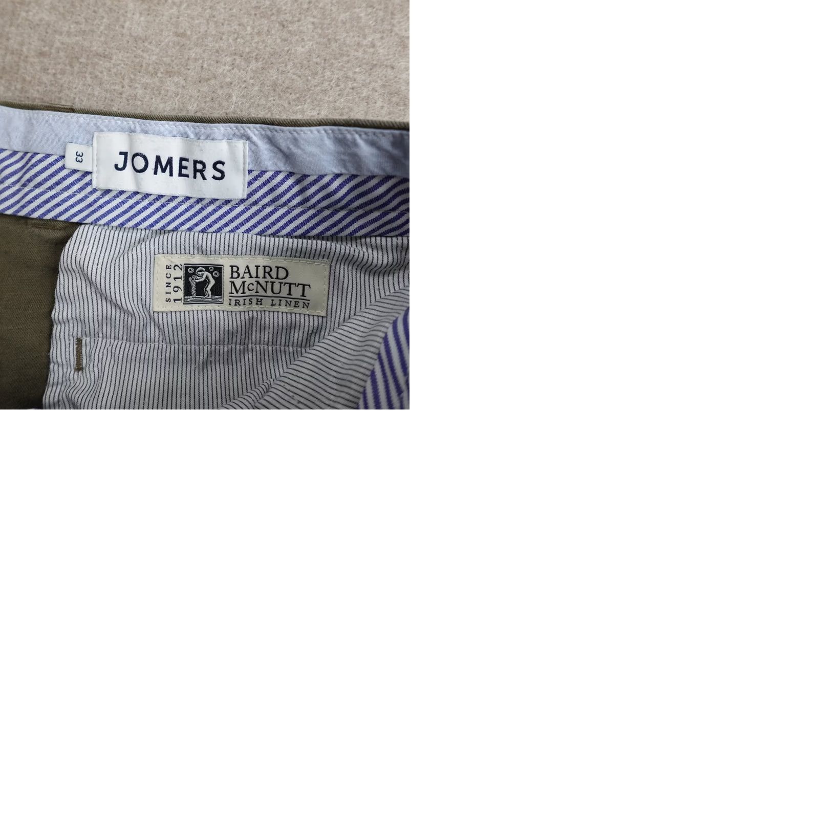 Olive Jommers Mens Chino Shorts 33 Green Olive Solid Linen Blend Baird McNutt Size US 32 / EU 48 - 9 Thumbnail