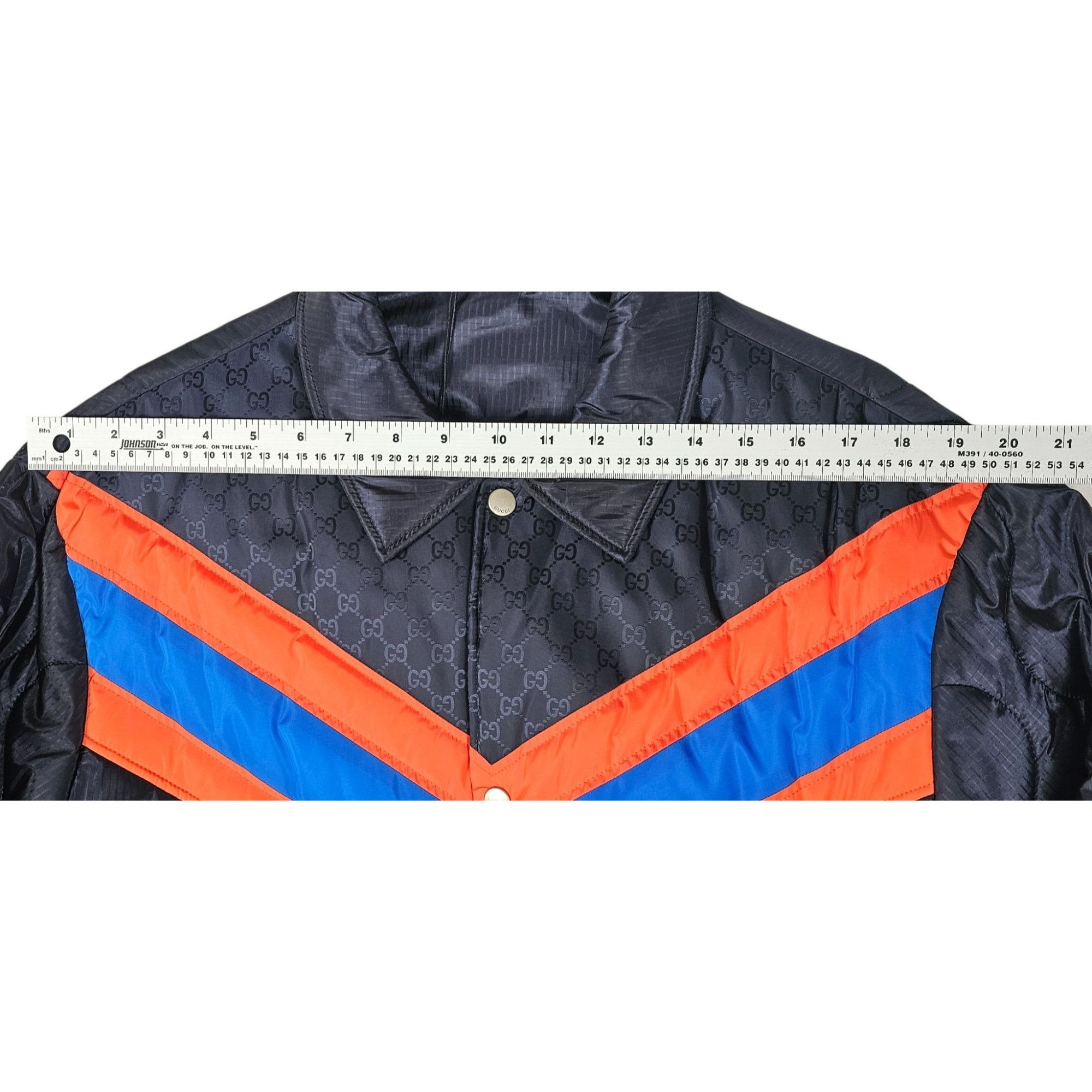 Gucci Quilted Jacket Navy Blue Red Chevron Stripes Size US L / EU 52-54 / 3 - 2 Thumbnail