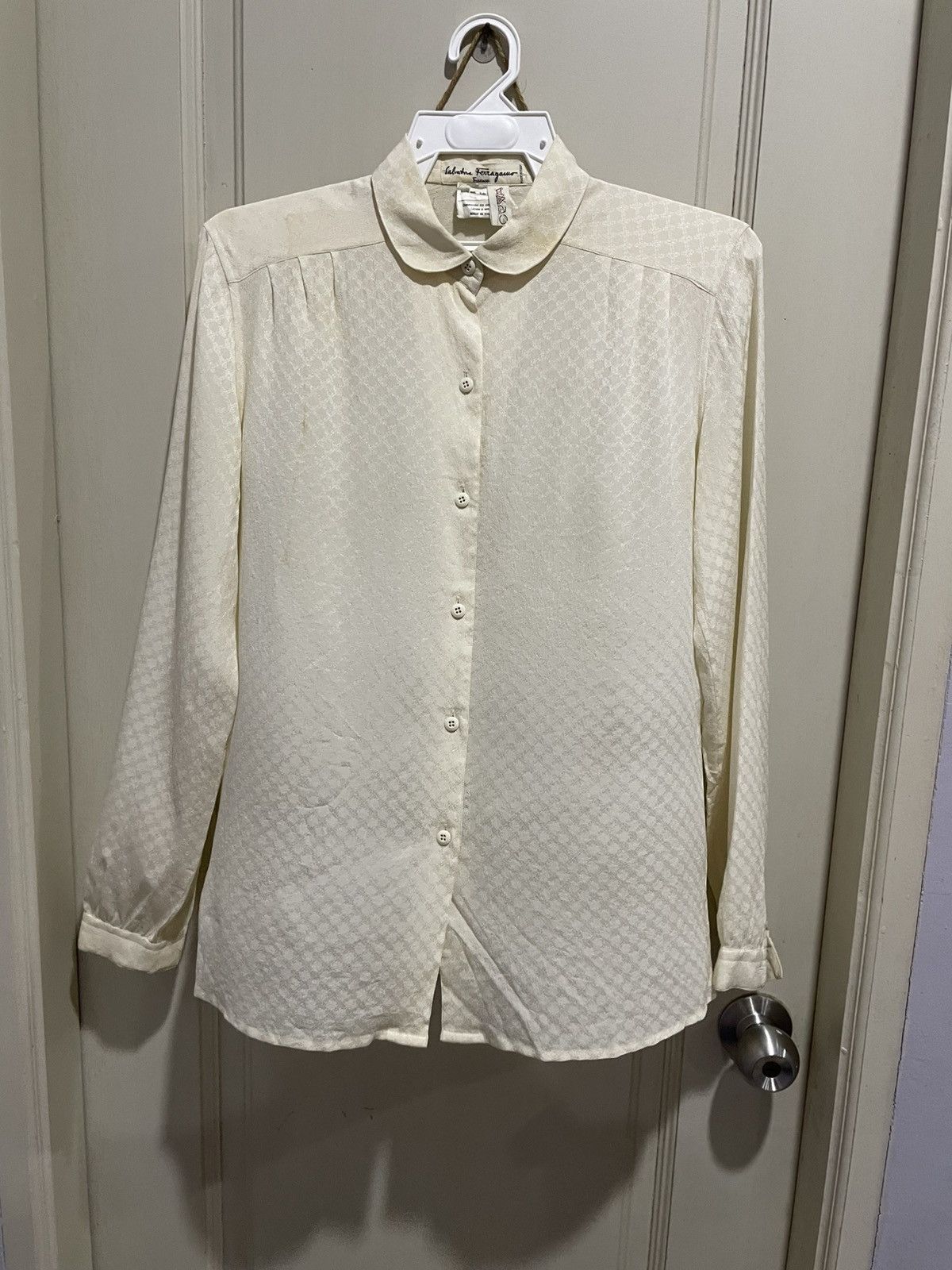 Salvatore Ferragamo VTG Salvatore Ferragamo Firenze 100% Silk Shirts Size M / US 6-8 / IT 42-44 - 18 Thumbnail