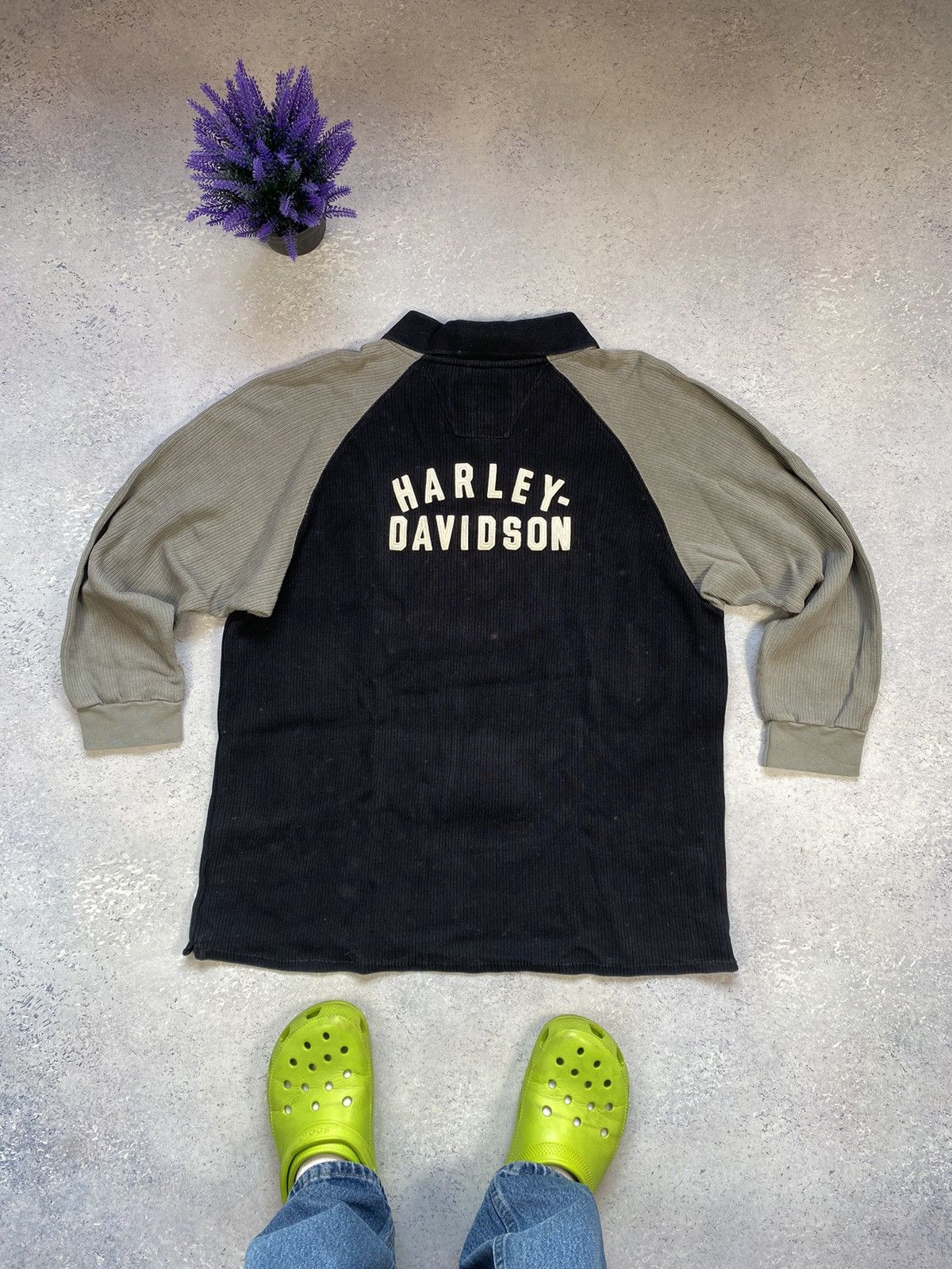 Harley Davidson × Vintage Vintage Harley Davidson Men’s Velvet Sweatshirt With Logo Size US L / EU 52-54 / 3 - 2 Thumbnail