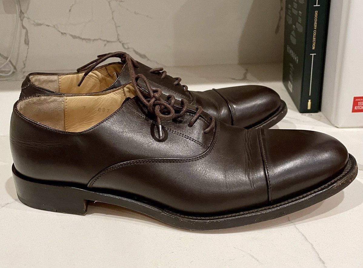 Helmut Lang × Vintage Gently used Real HELMUT LANG brown Leather Derby withToe Cap Size US 7 / EU 40 - 3 Thumbnail