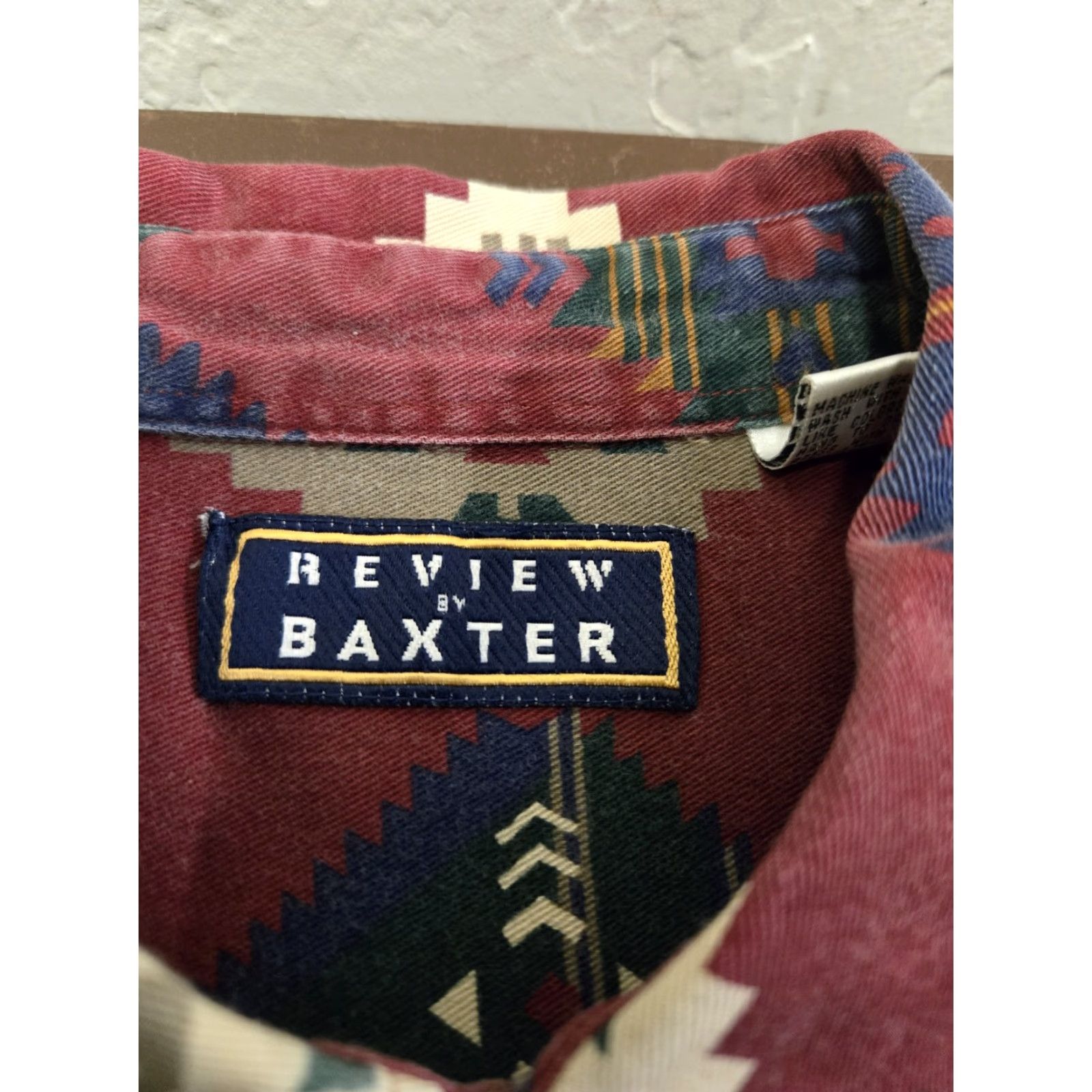 Review VINTAGE Review by Baxter Shirt Mens Large Red Aztec Southwestern Button Up 90s Size US L / EU 52-54 / 3 - 5 Thumbnail