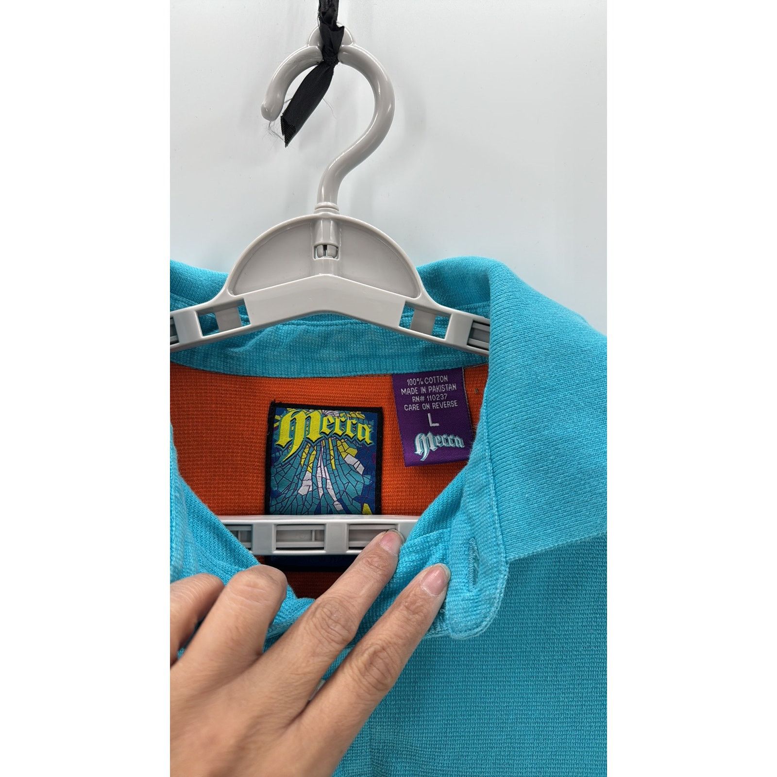 Mecca Mecca Men's Short Sleeve Polo Shirt Vintage teal 90s sz L Size US L / EU 52-54 / 3 - 4 Thumbnail