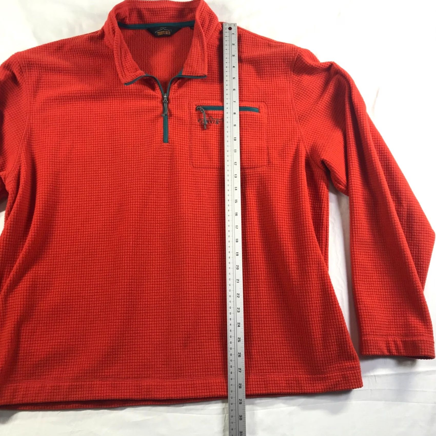 Orvis Orvis Trout Bum Mens XXL Red Waffle Knit Quarter Zip Fleece Pullover Sweater Size US XXL / EU 58 / 5 - 2 Thumbnail