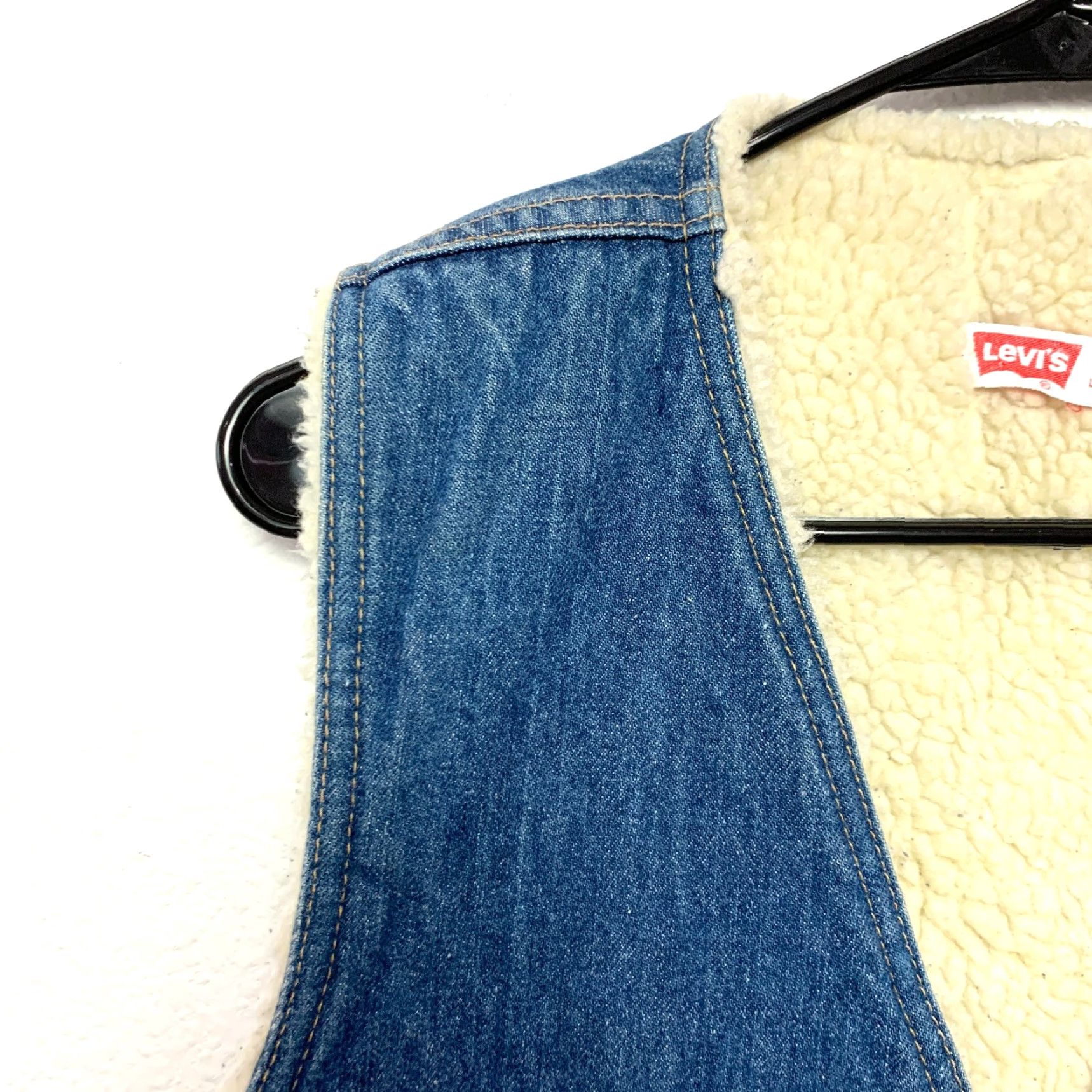 Levi's VINTAGE Levi's Denim Jean Sherpa Vest Large Orange Tab Western Rockabilly Shirt/Coat Mens Size US 33 - 2 Thumbnail